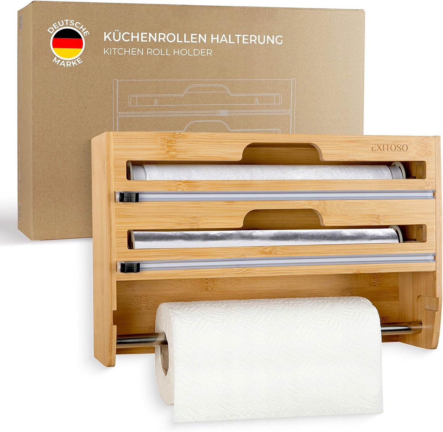 Držiak Na Kuchynské Rolky Bambus 3 V 1