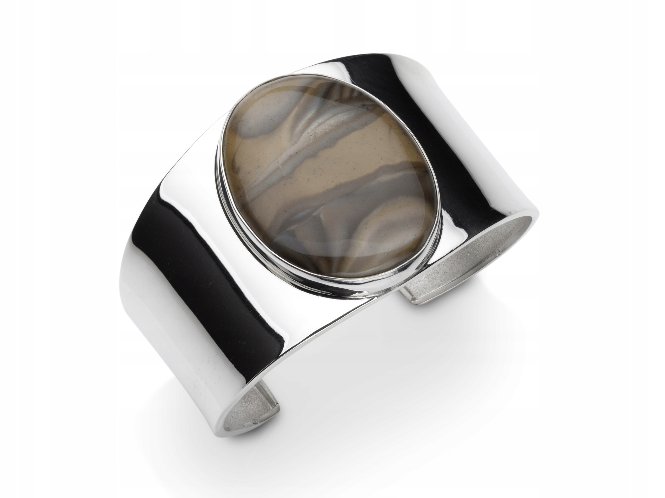 

Bransoletka srebrna z dużym krzemieniem pasiastym