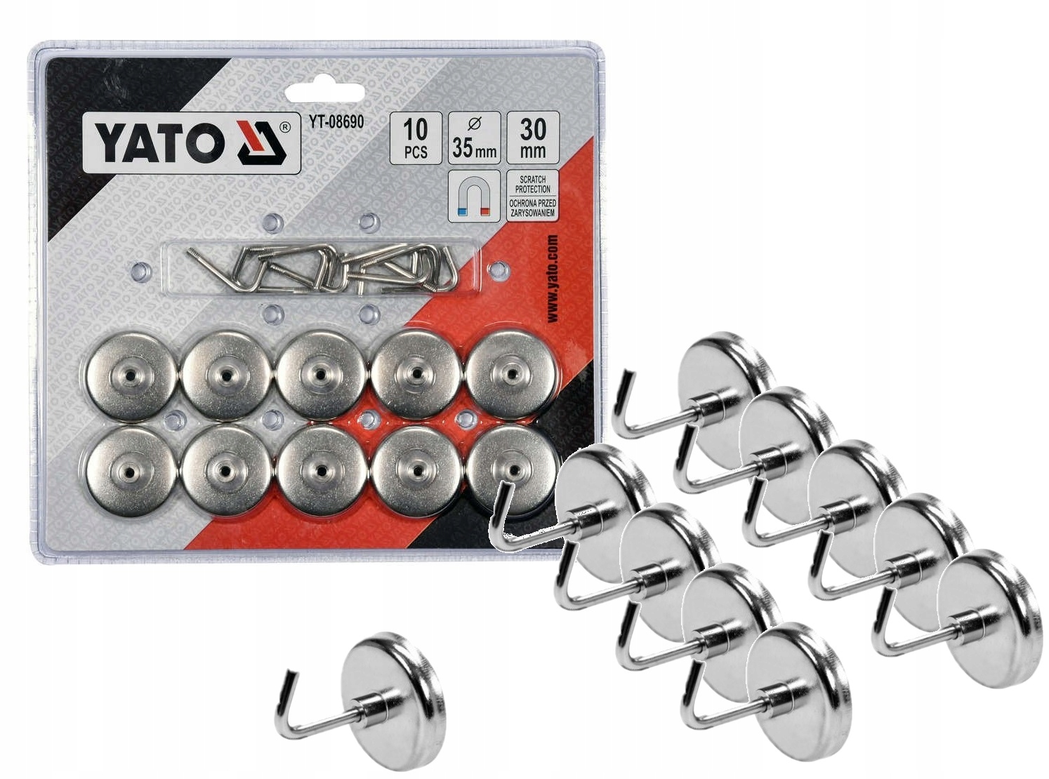 ДЕРЖАТЕЛЬ КРЮК ВЕШАЛКА МАГНИТНАЯ 10 ШТ. YT-08690