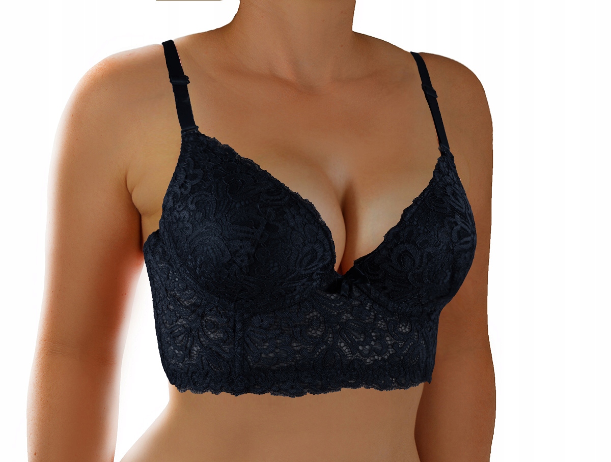 

Biustonosz bralette długa koronka B 75 czarny