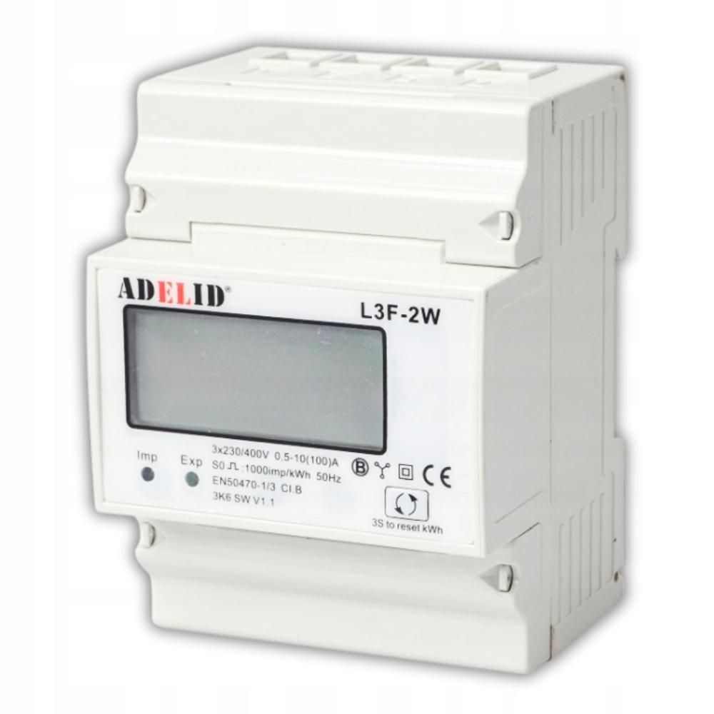 3-FÁZOVÝ Merač Energie Pre Fotovoltaiku, Obojsmerný, 100A, Reset 4P