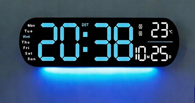 Moderní Led Hodiny S Lampičkou Ambient Pilot Datum Teplota 2 Alarmy