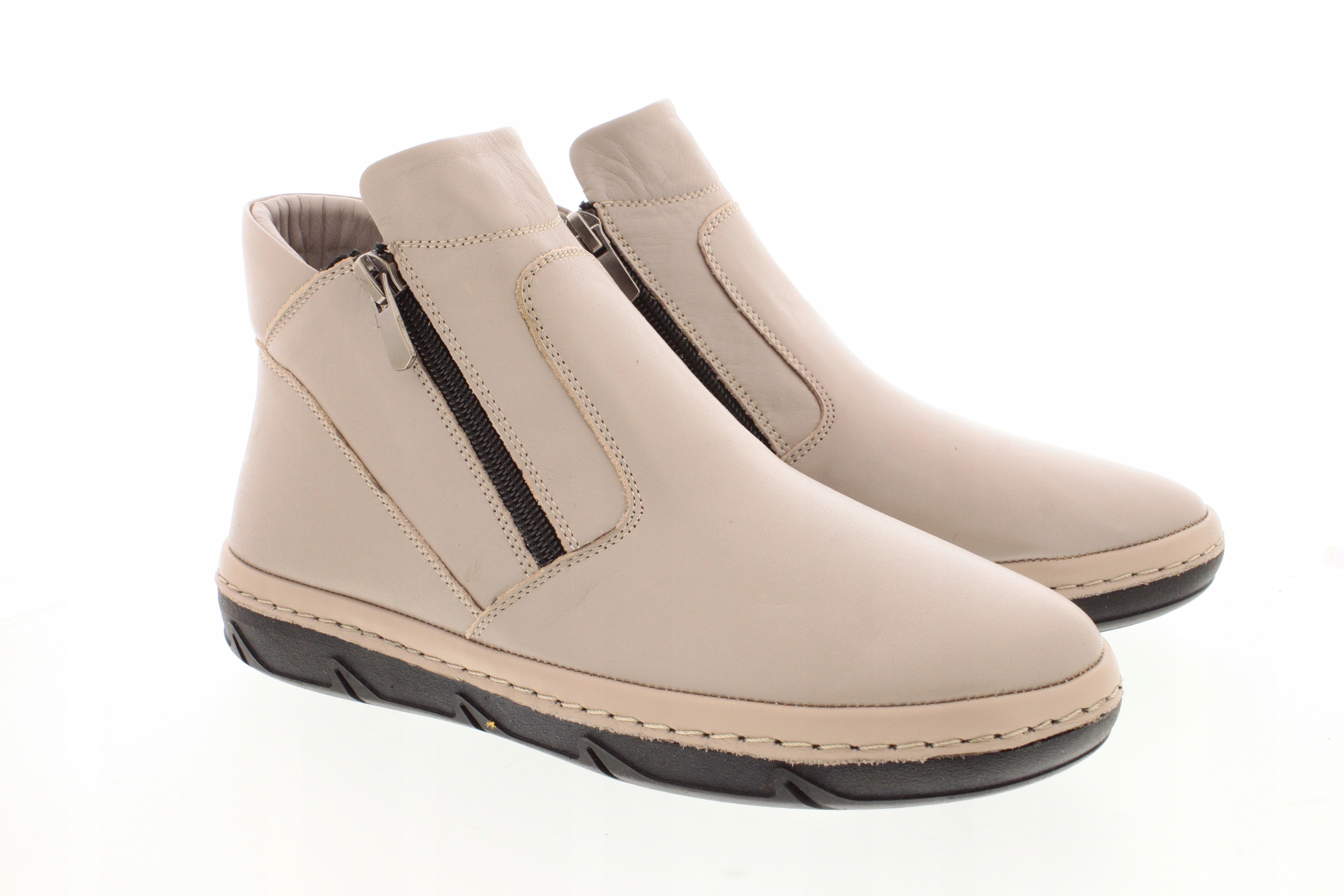 SZARE DAMSKIE BOTKI SKÓRA NATURALNA PŁASKI R.37 Oryginalne opakowanie producenta pudełko