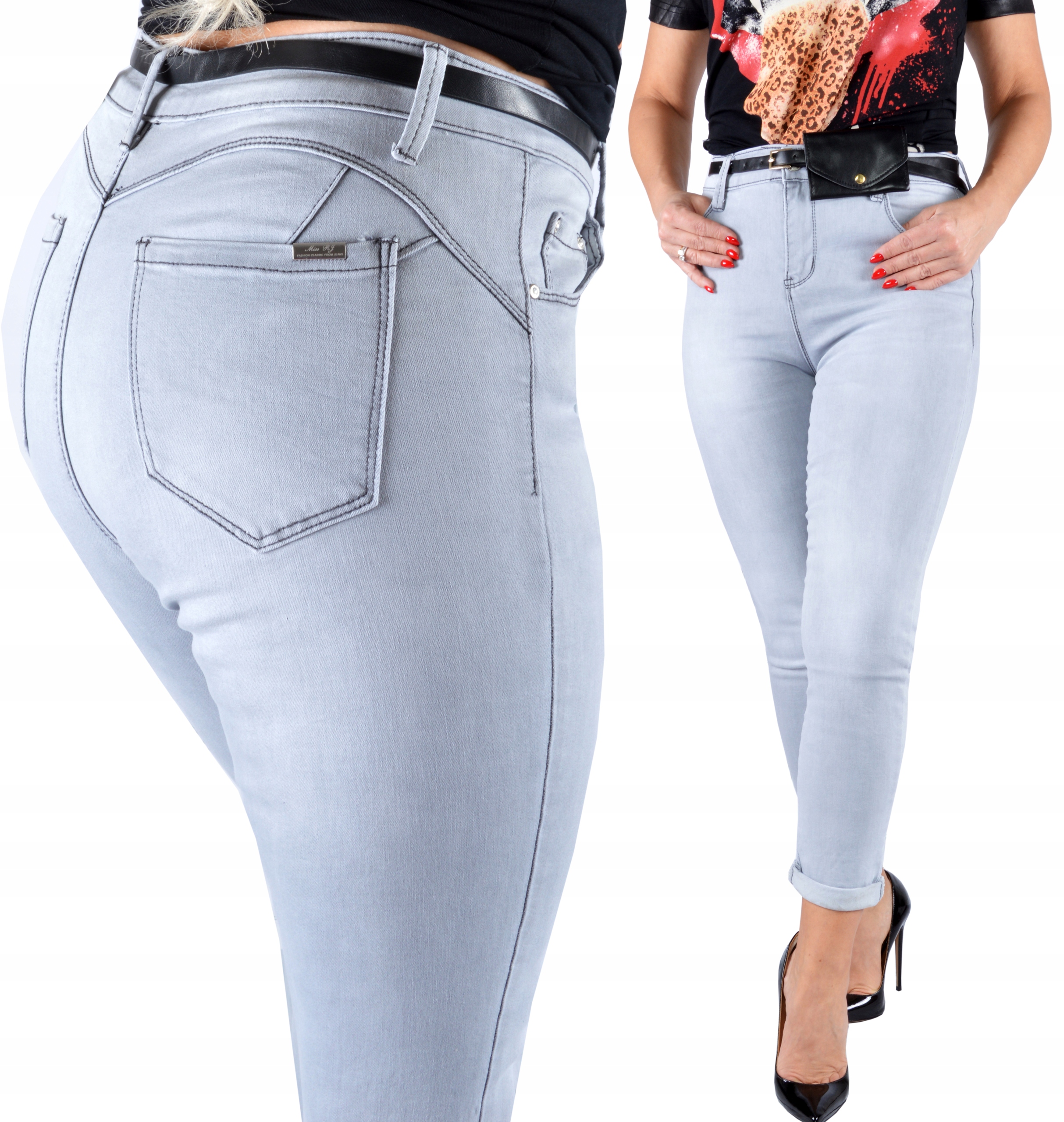 

Spodnie Jeansy Damskie PushUp Modelujące Plus Size