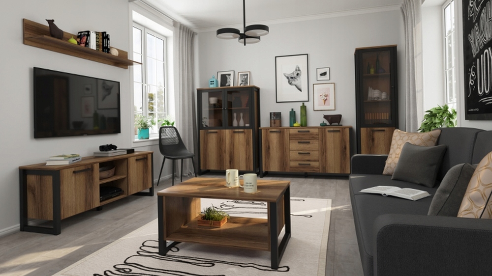 SZAFA DO SYPIALNI LOFT dąb delano ciemny Kolekcja Mares