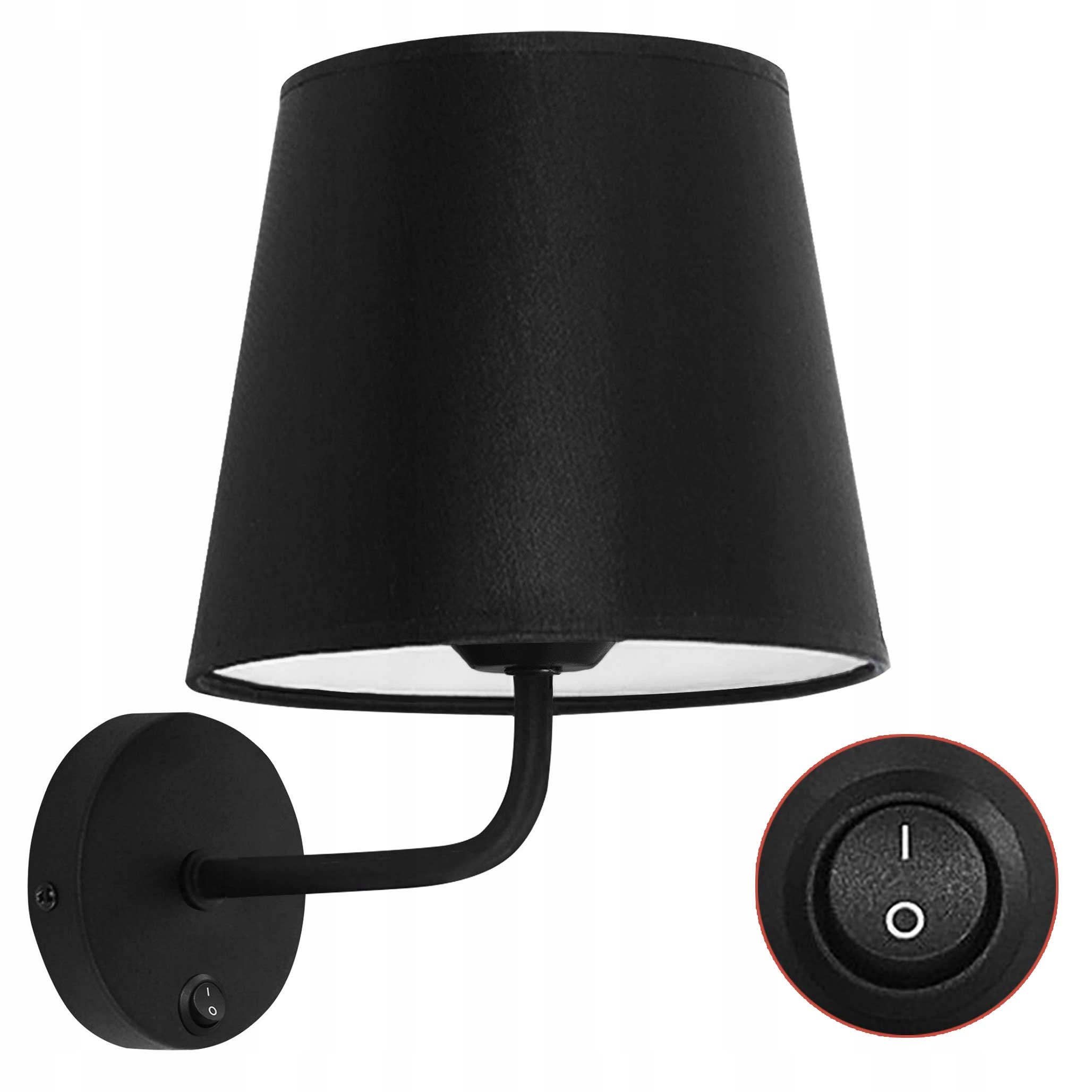 Černá nástěnná lampa do ložnice E27 s vypínačem, nadčasová nástěnná lampa