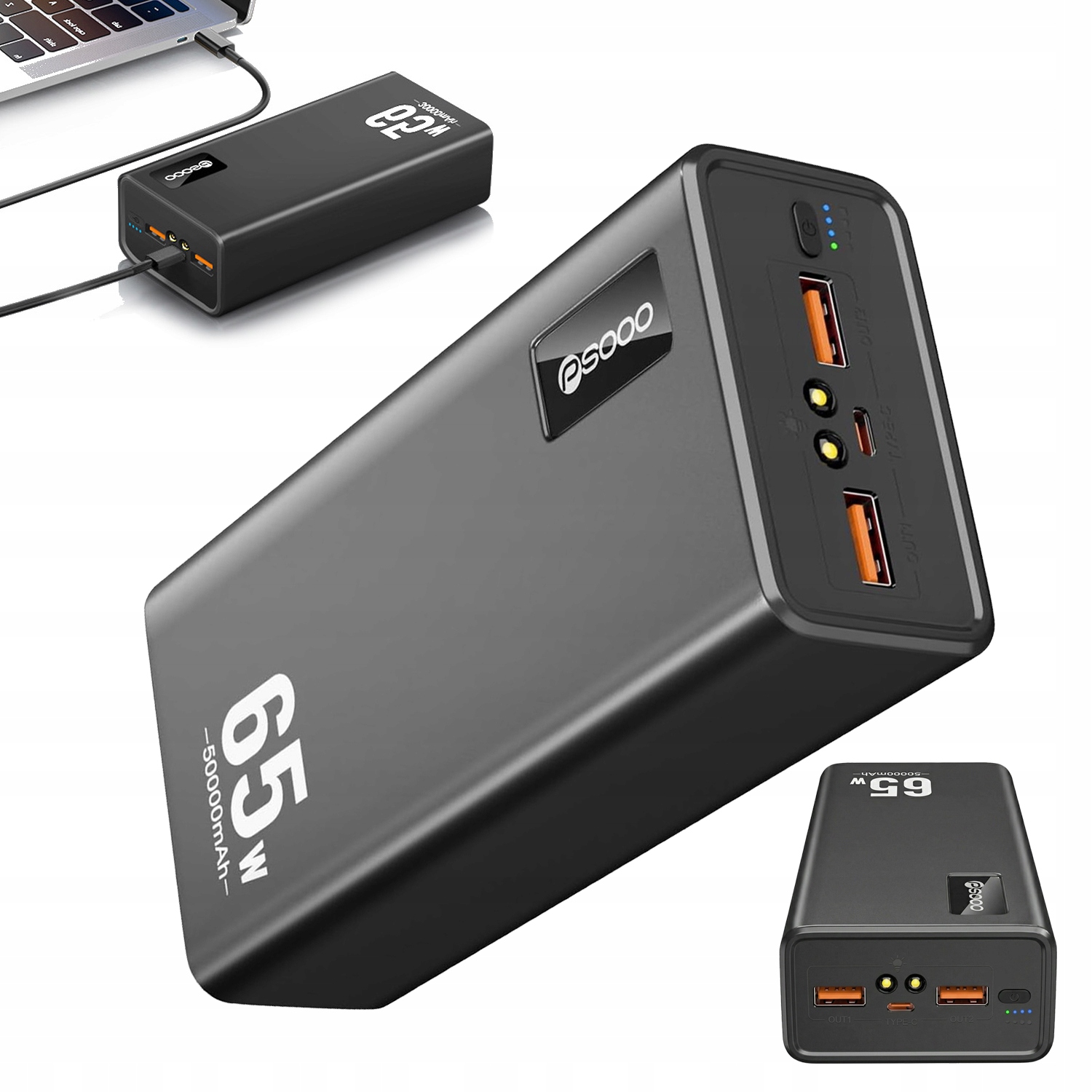 65W rychlé nabíjení powerbanky 50000mah pro notebooky s Led svítilnou