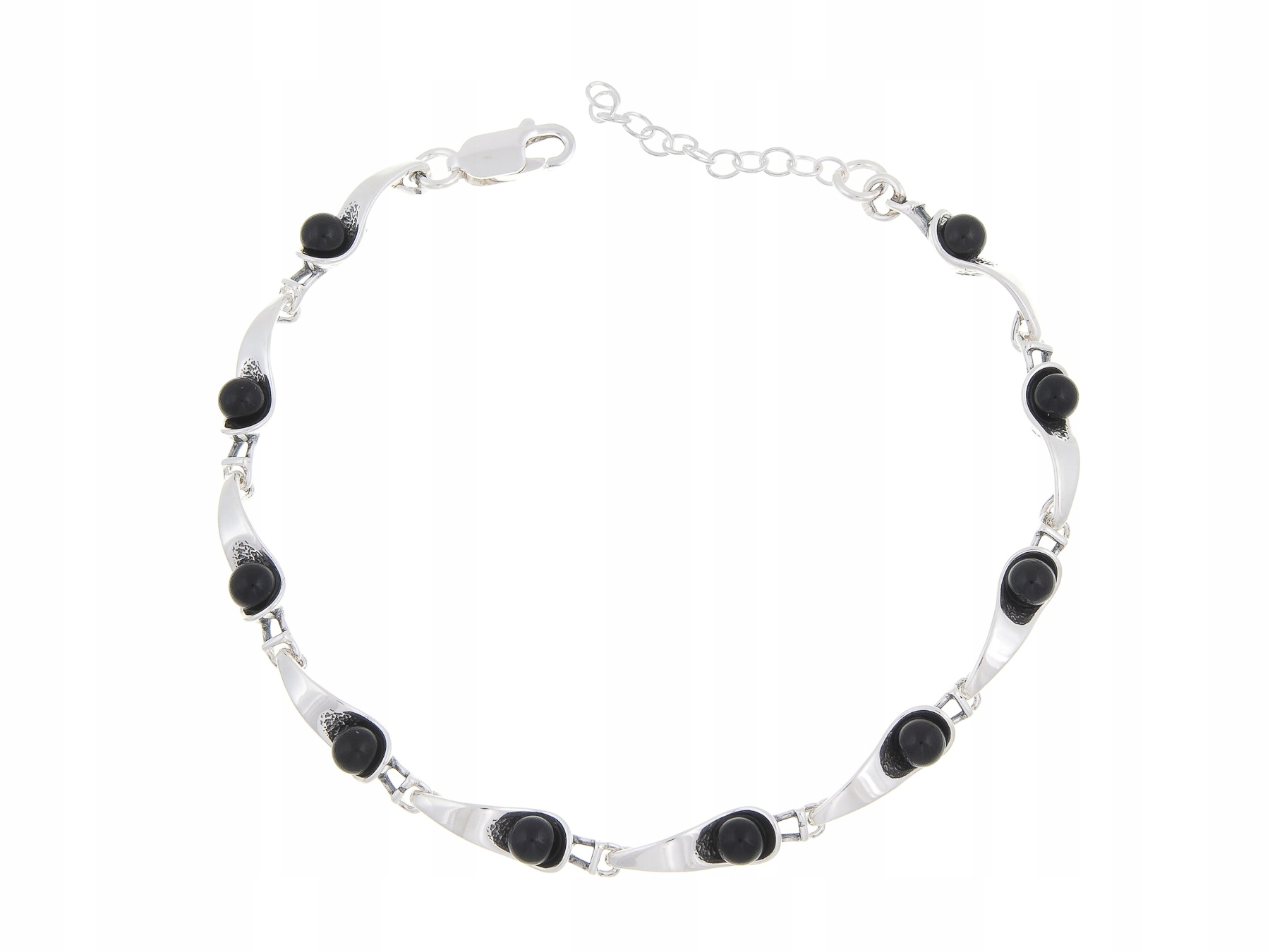 Krásný Stříbrný Náramek Onyx Dárek