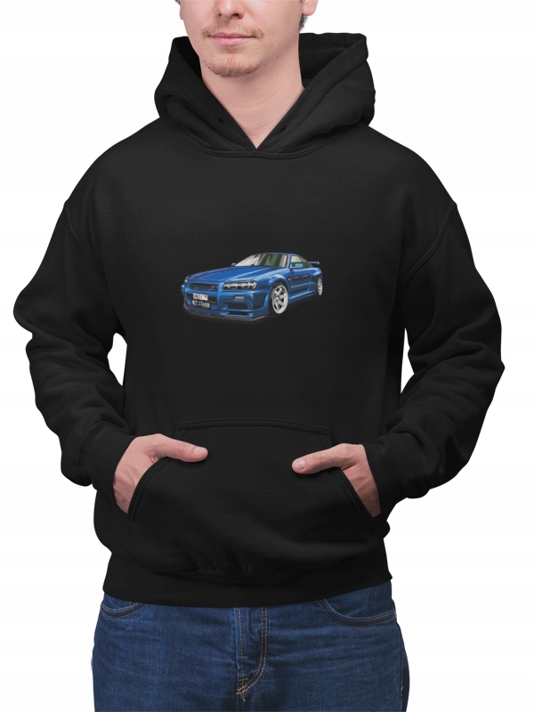 

Nissan Skyline Bluza Gtr Męska z Kapturem Czarna M