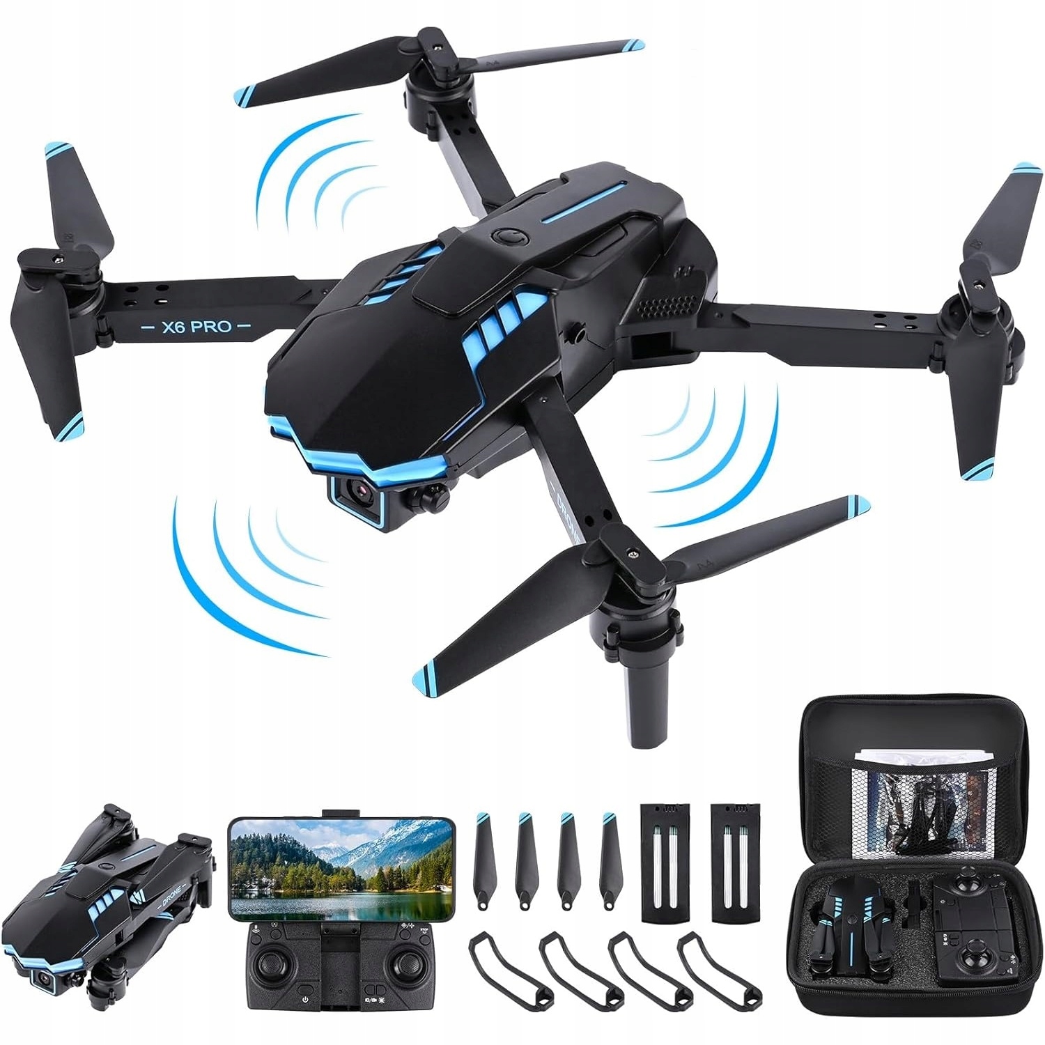Dron Dji Mini 4K X6 Pro s Hd kamerou 1080P Mini 2x 750 mAh Aku Controller
