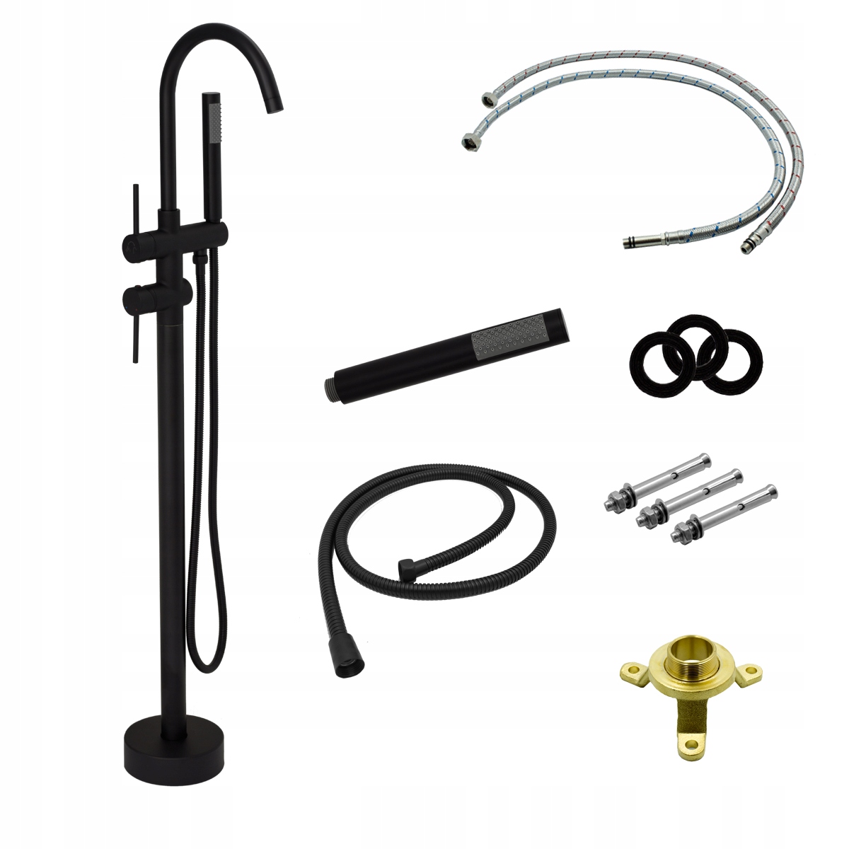 Voľne Stojaca Podlahová Sprchová Batéria S Vysokým Výtokom Pre Vaňu Kivo Čierna