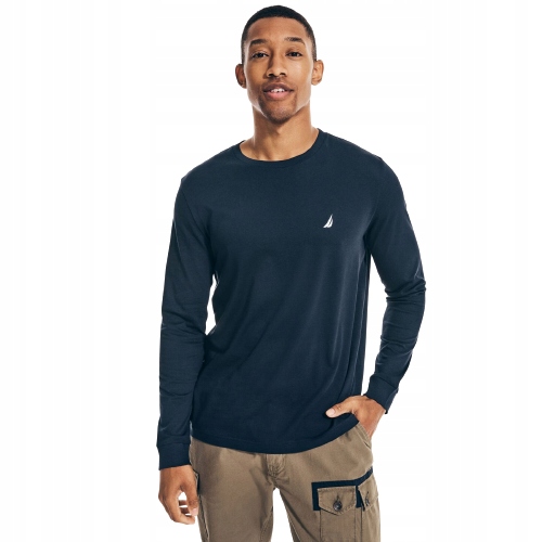 Nautica pánské tričko s dlouhým rukávem Crewneck modré M