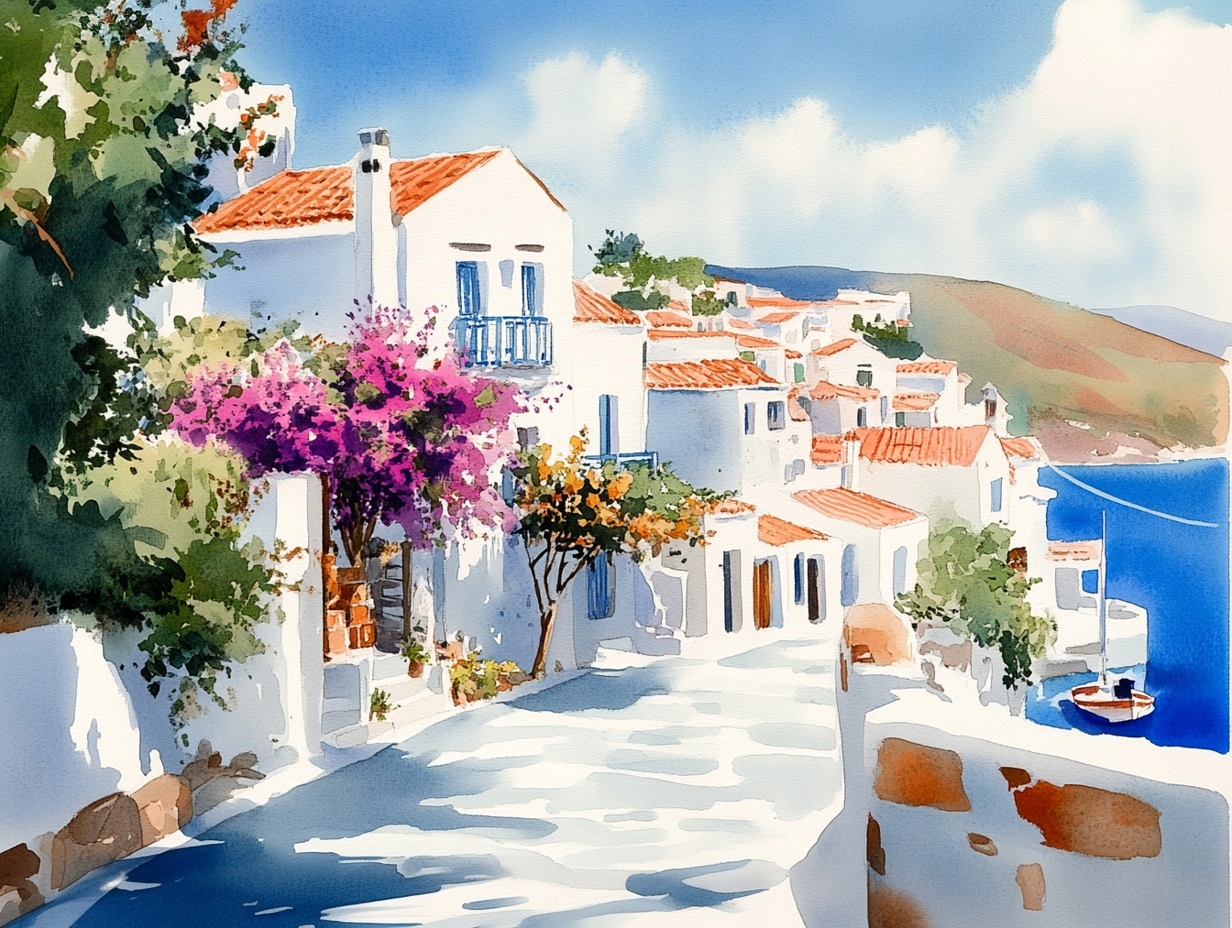 Obraz Na Plátně Canvas Řecko Ulička Santorini Moře Bugenwilla 80x60