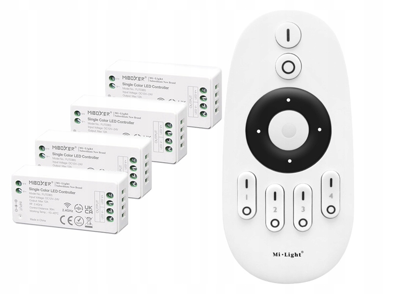 4 x Led zónový regulátor Mono Dálkový Ovladač 576W Milight