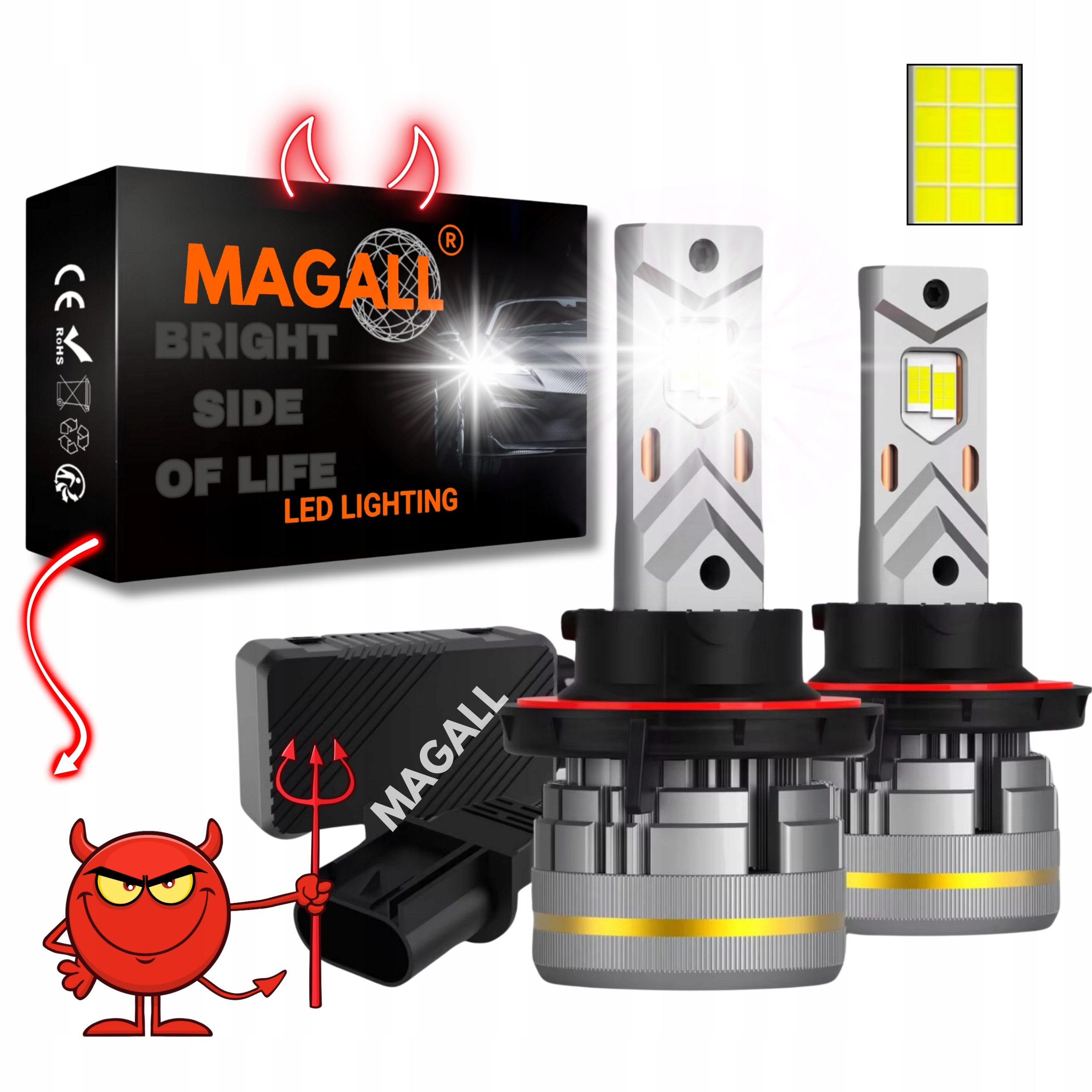 Žiarovky H13 Led Canbus Magall Lucifer Veľmi Silné Svetlo 48000LM 200W