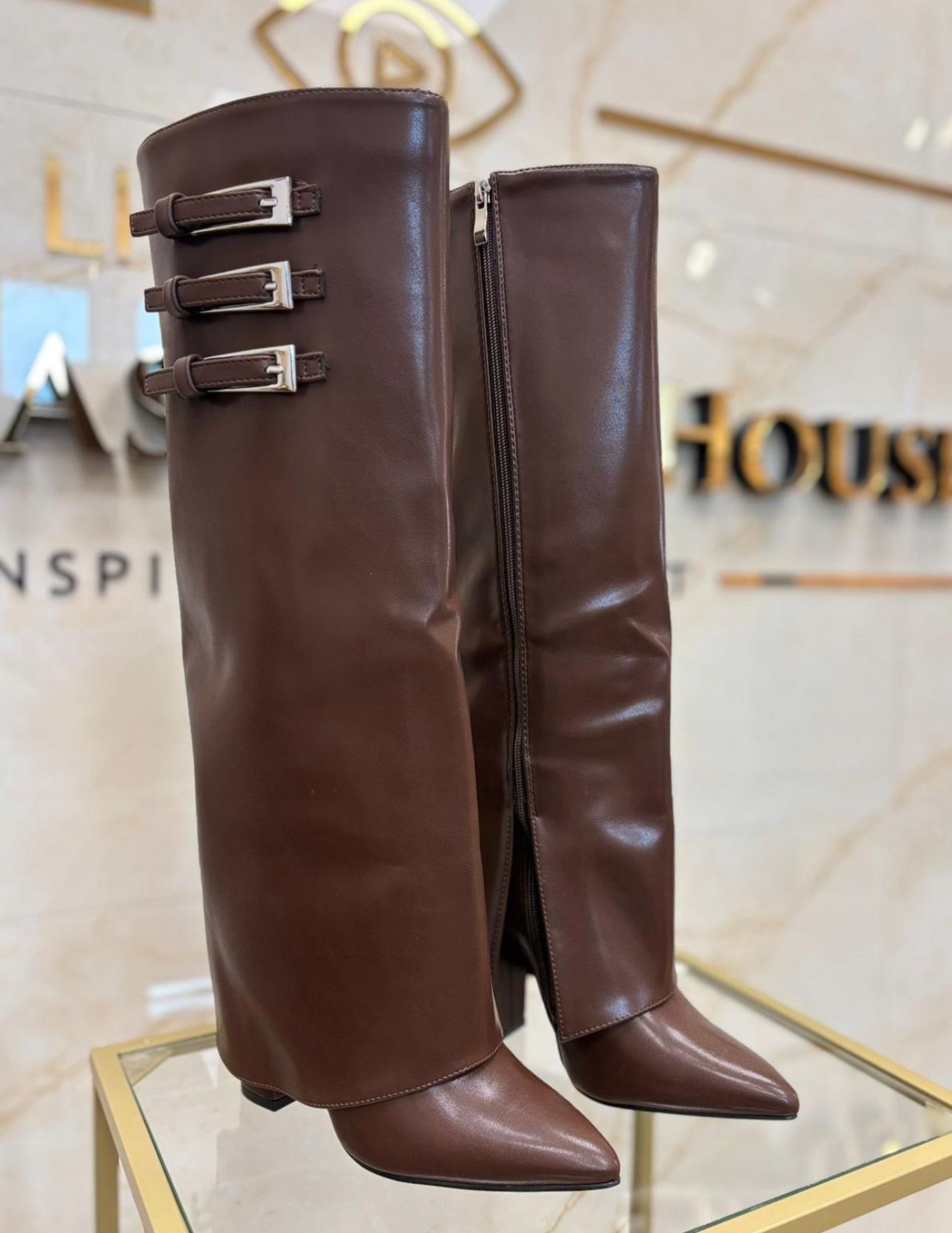 Dámské Kozačky Eko Kožené Na Zip S Ohrnutým Svrškem Svršek 40