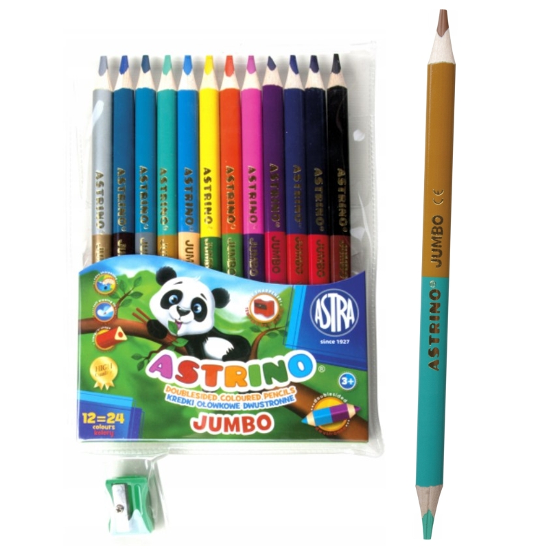 

Kredki Astrino Astra 12szt=24 Kolorów Jumbo
