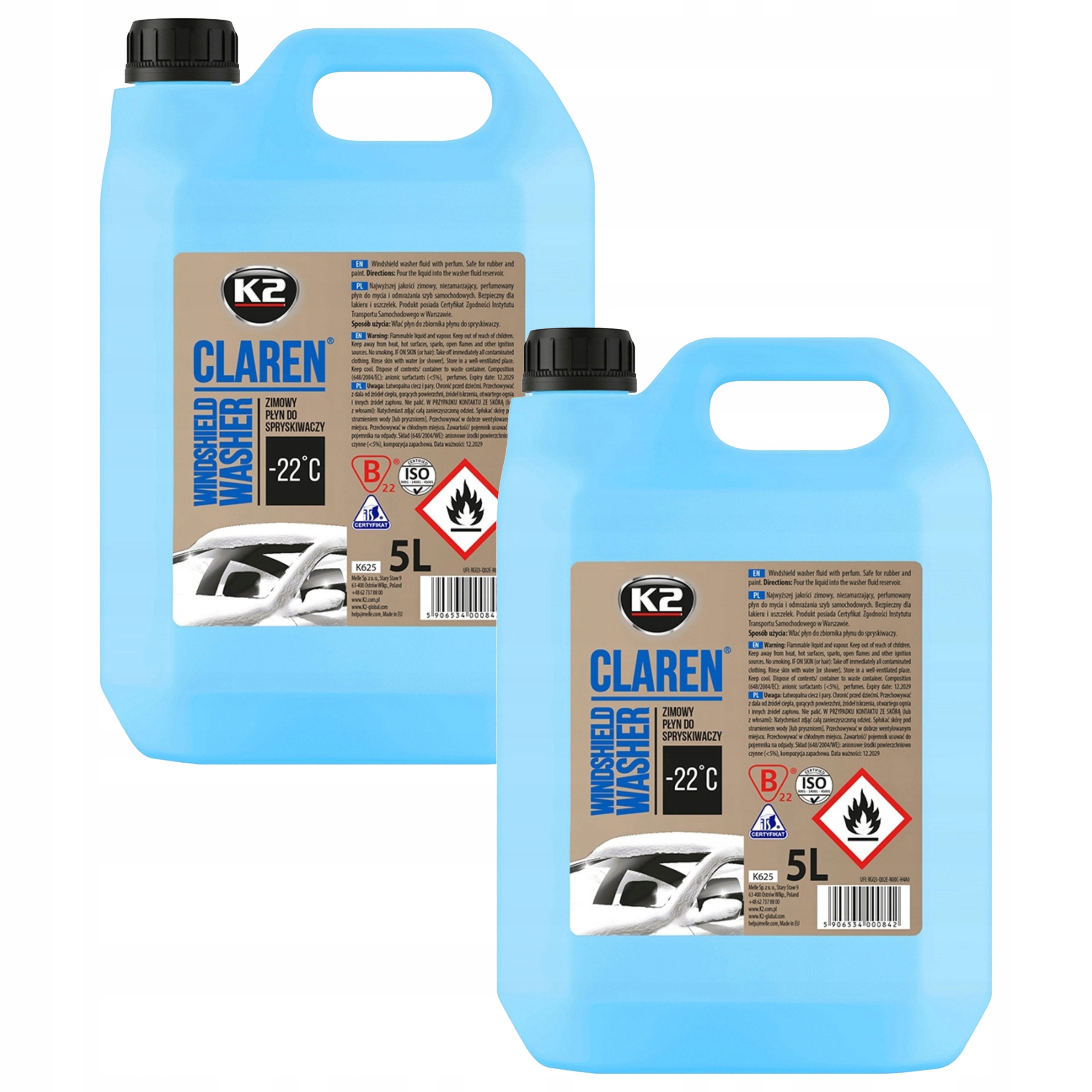 K2 Claren Zimowy Płyn Do Spryskiwaczy 2x 5L 20L