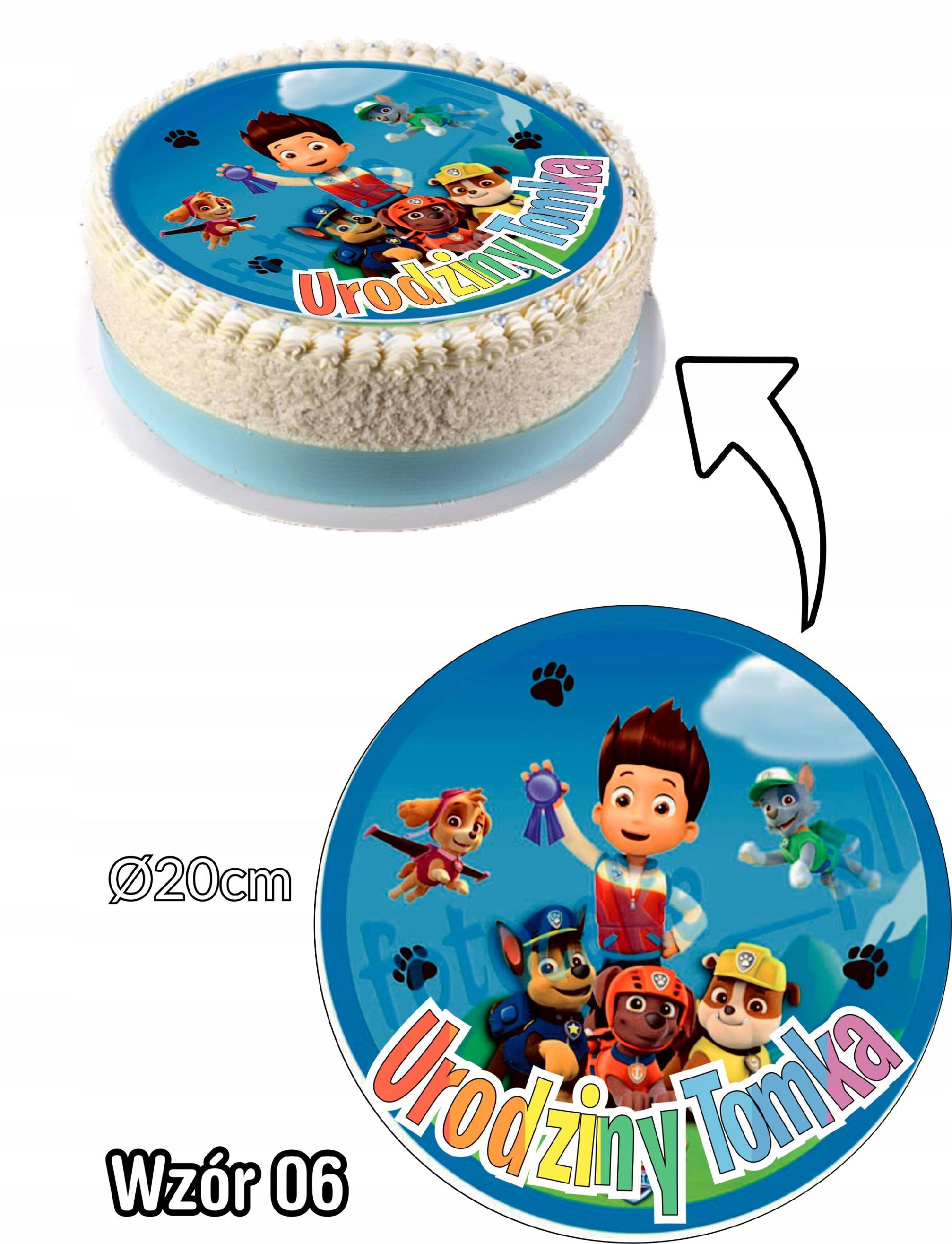 Jadalny Opłatek NA TORT URODZINOWY Psi Patrol IMIĘ Typ opłatek na tort