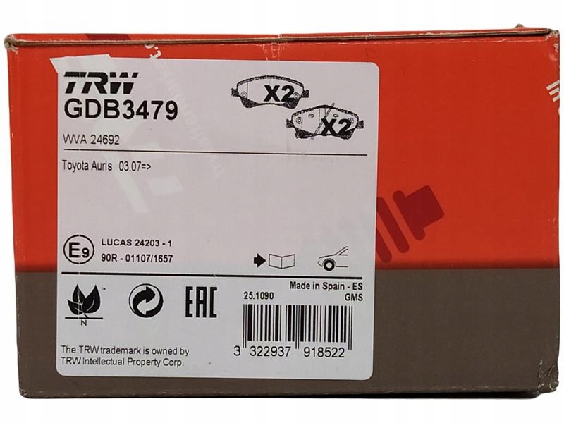 TRW KLOCKI HAMULCOWE GDB3479 Producent części TRW