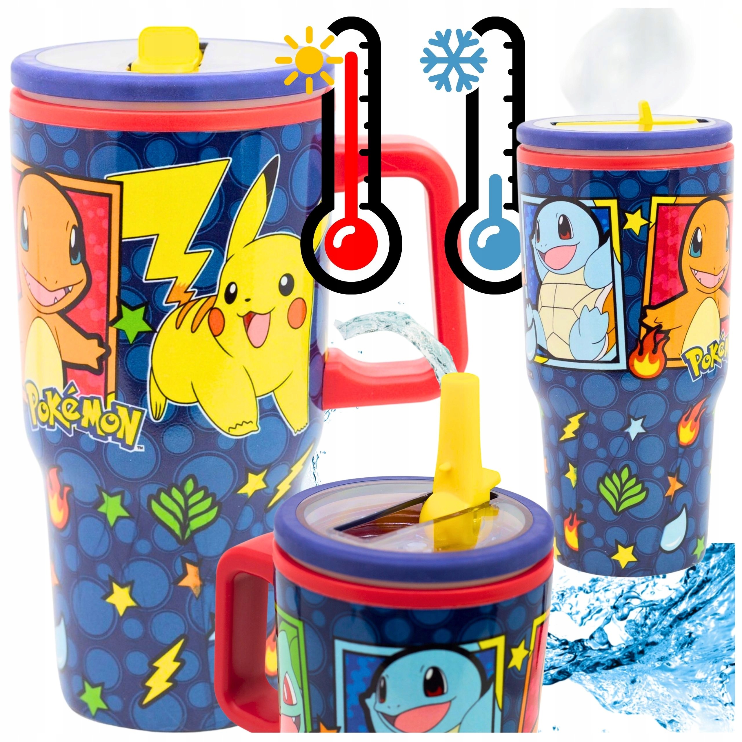 Termohrnek S Brčkem Pokémon 640 ml Na Teplé Studené Nápoje 8H Ocel