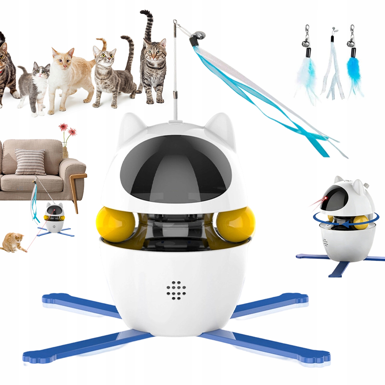 Levně Elektrická Laserová Interaktivní Hračka Pro Kočky Usb Se 3 Rychlostmi