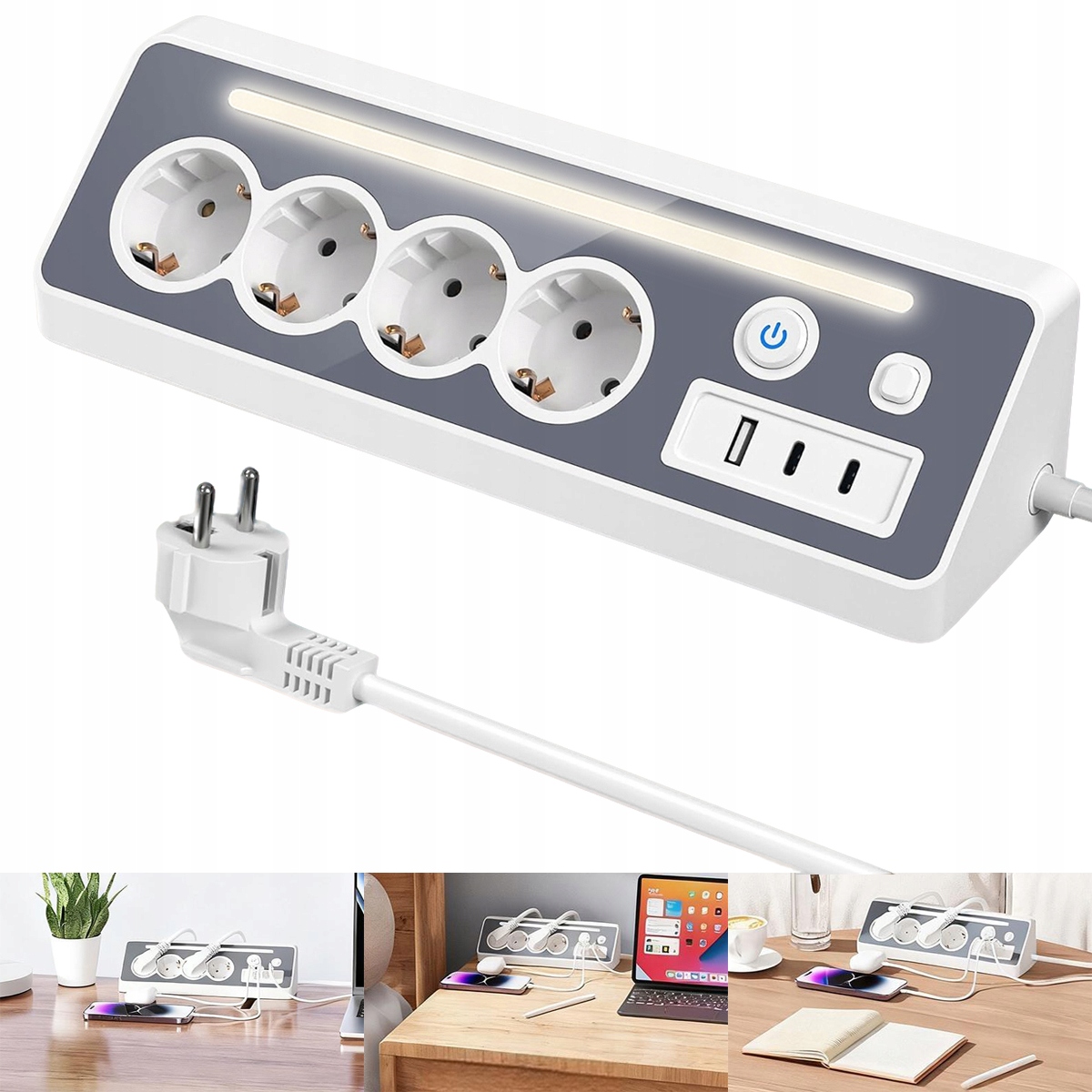 LISTWA ZASILAJĄCA MOCOWANA DO BIURKA GNIAZD USB