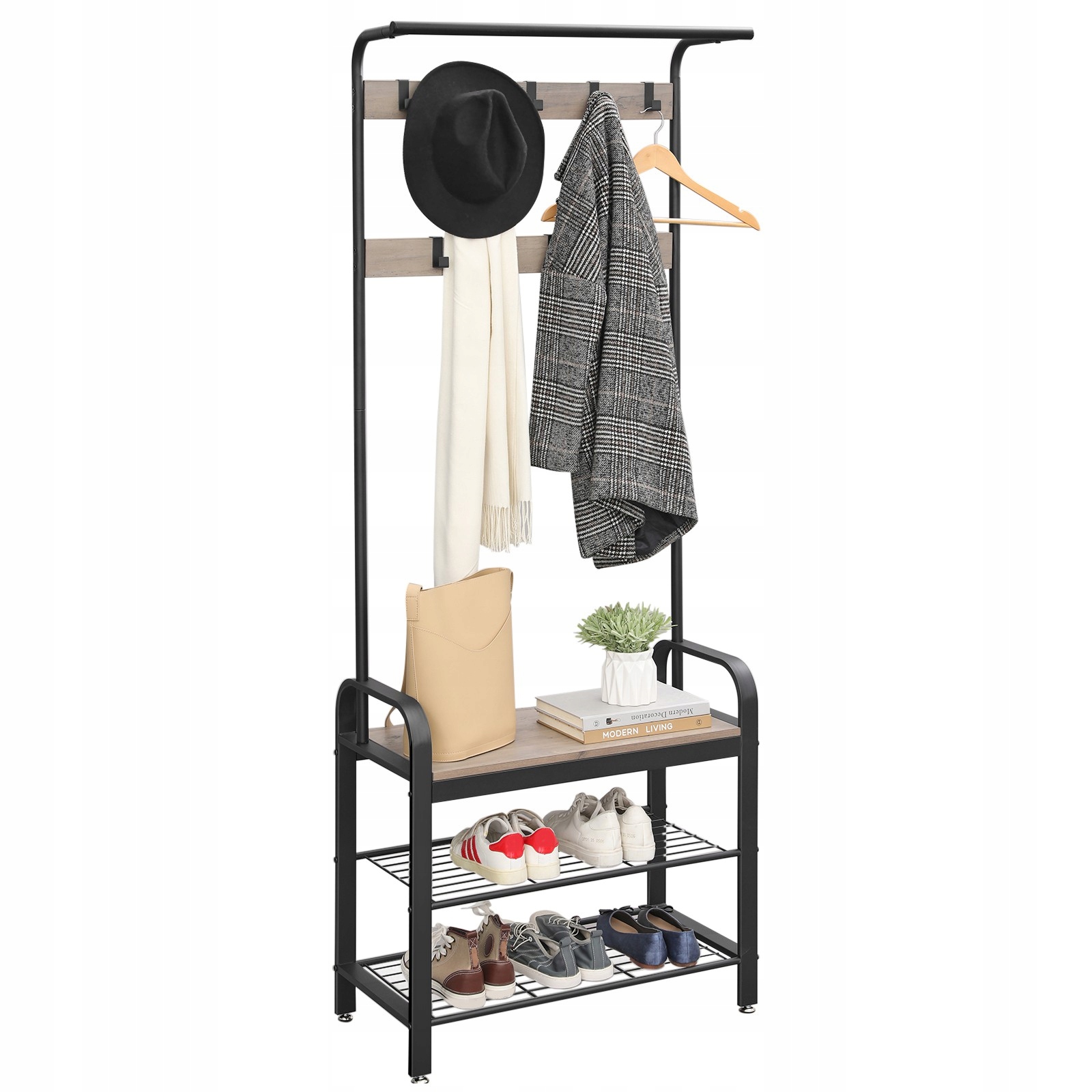 

Stojący wieszak z półkami 3x Metal Mdf Szafeczka