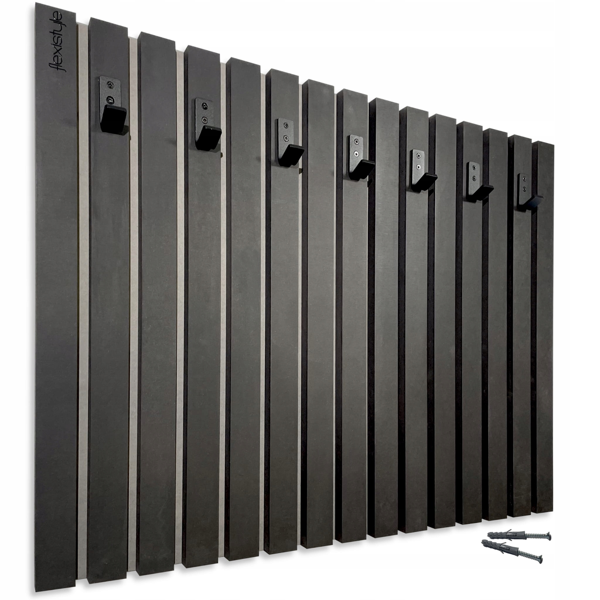 Dřevěný nástěnný věšák na oblečení Lamele 80 cm, černý