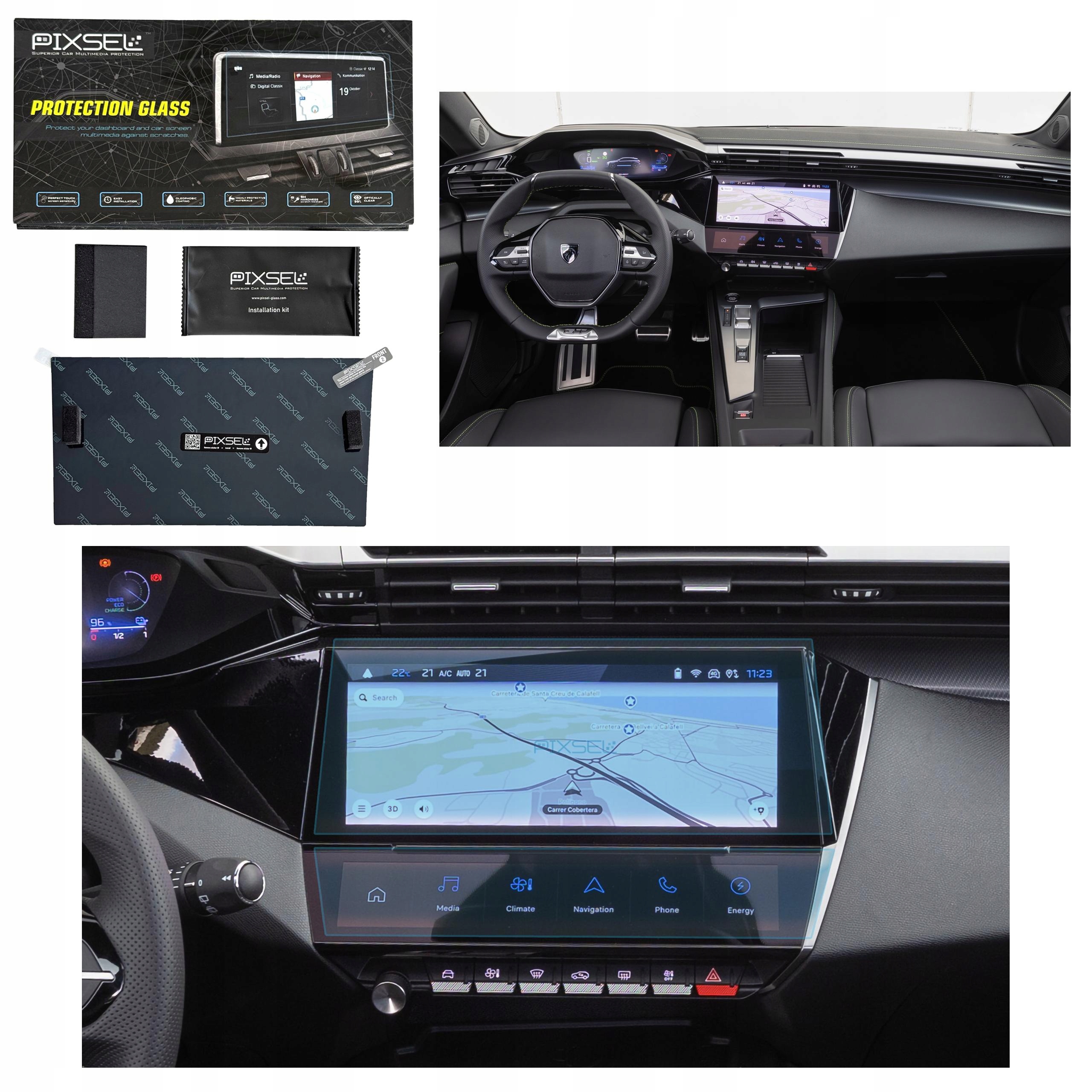 Antyodciskowe Matowe Szkło Ochronne Peugeot 308-13.3“ 2021-na monitor