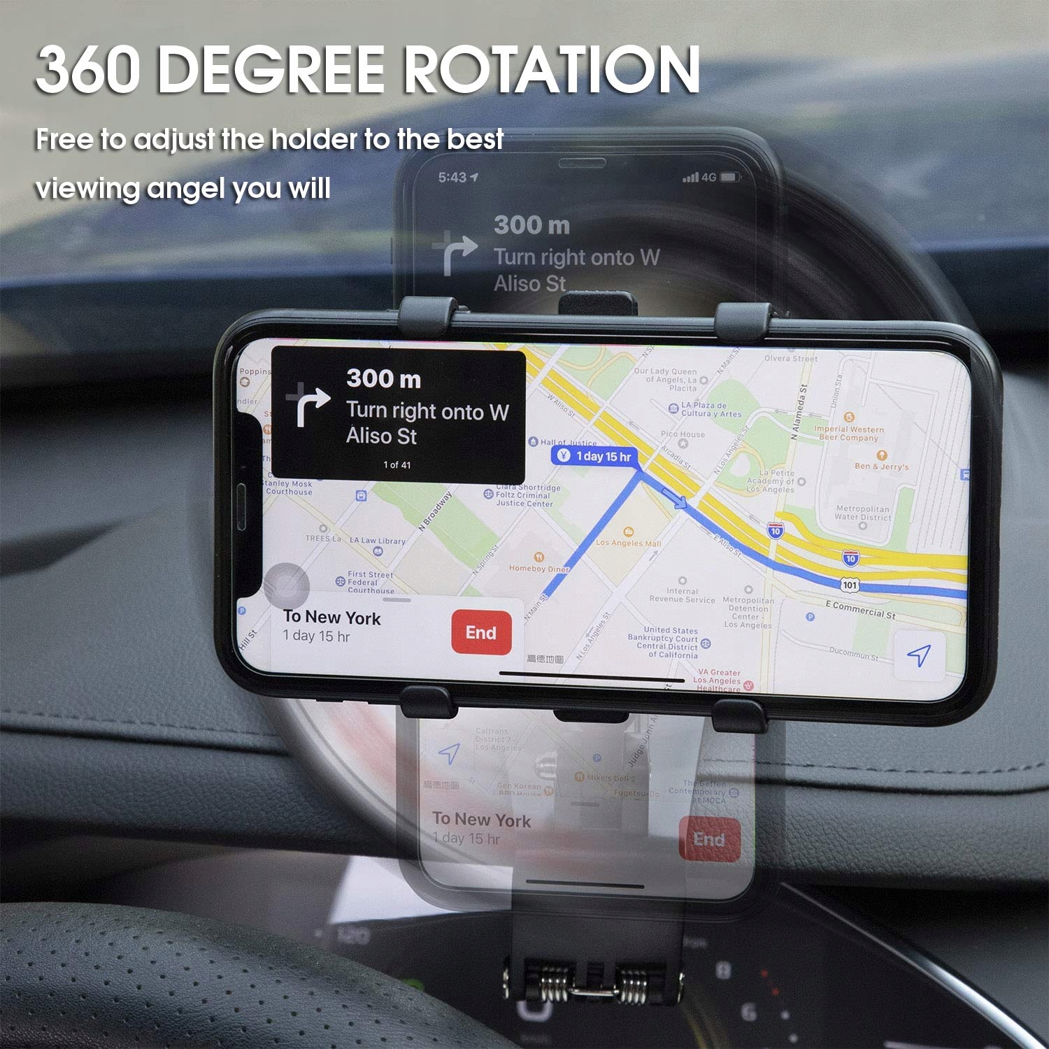 TOFURT Uchwyt Samochodowy Na Telefon 360 Stopni Do Smartfonów 4-7 Cal — miniatura 3