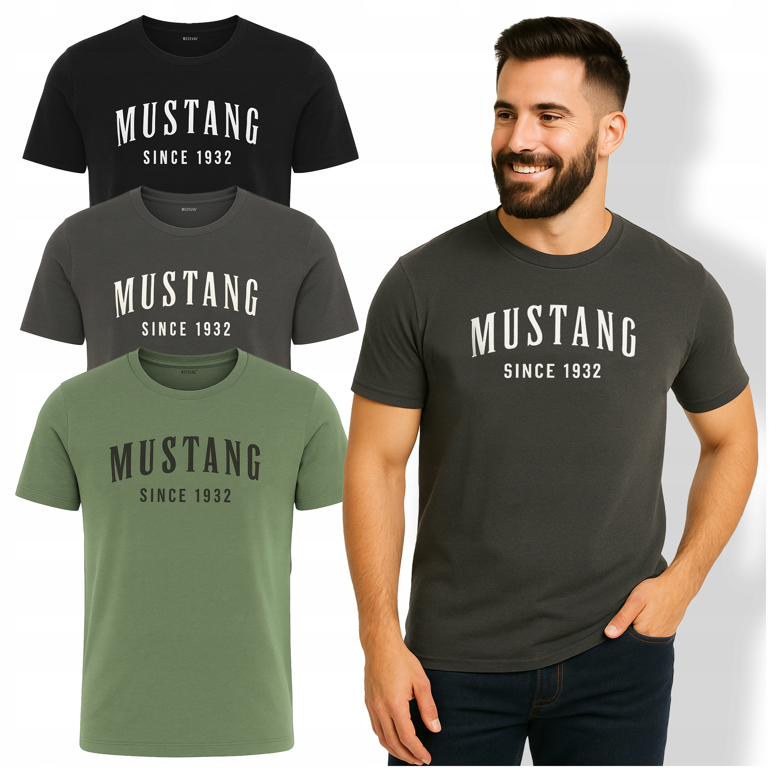 Mustang Zestaw Koszulek Męskich T-shirt Bawełna 3 sztuki 4260 Roz. XXL