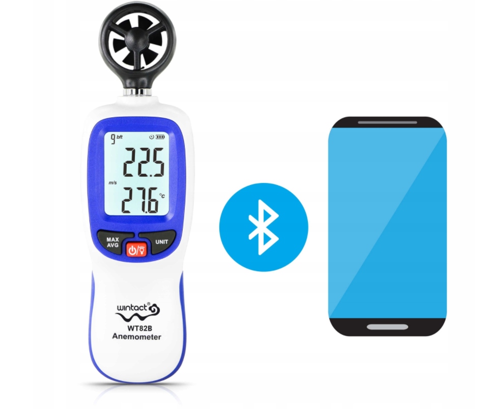 ANEMOMETR BLUETOOTH WIATROMIERZ MIERNIK WIATRU BT Model WT82B