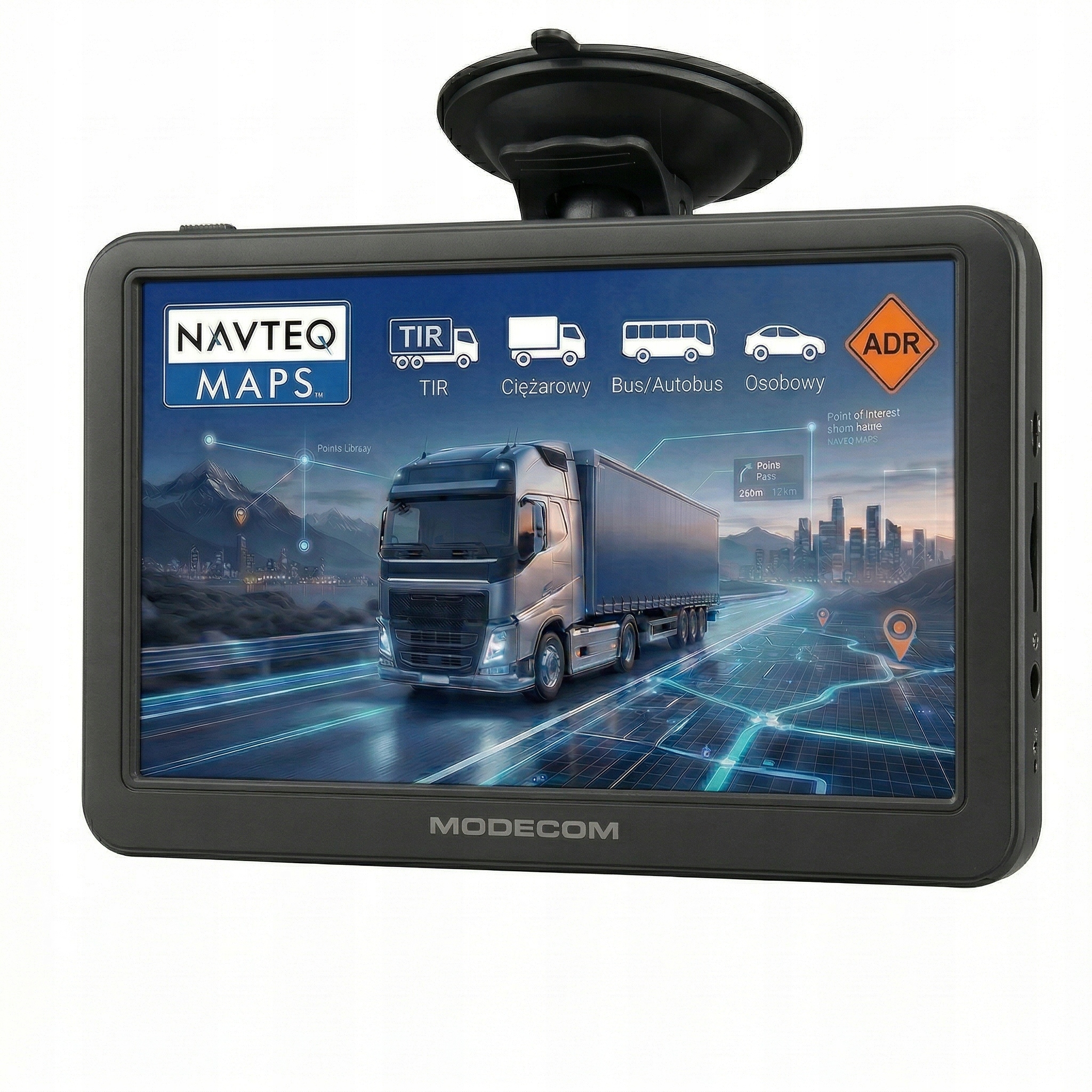 Navigace 7 palců pro nákladní vozidlo Modecom CX 7.0 mapy Tir Bus Fotoradary 2026