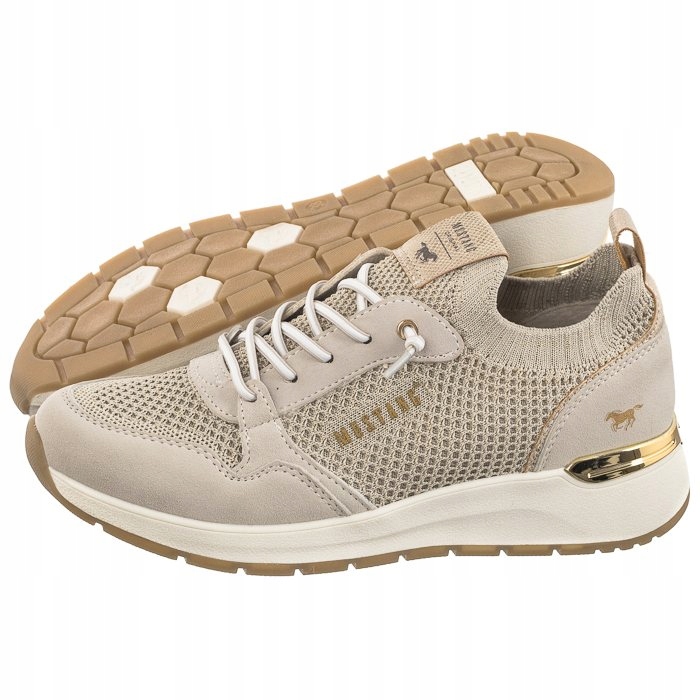Polobotky Dámské tenisky Mustang Béžové Ažurové 1487-301-243