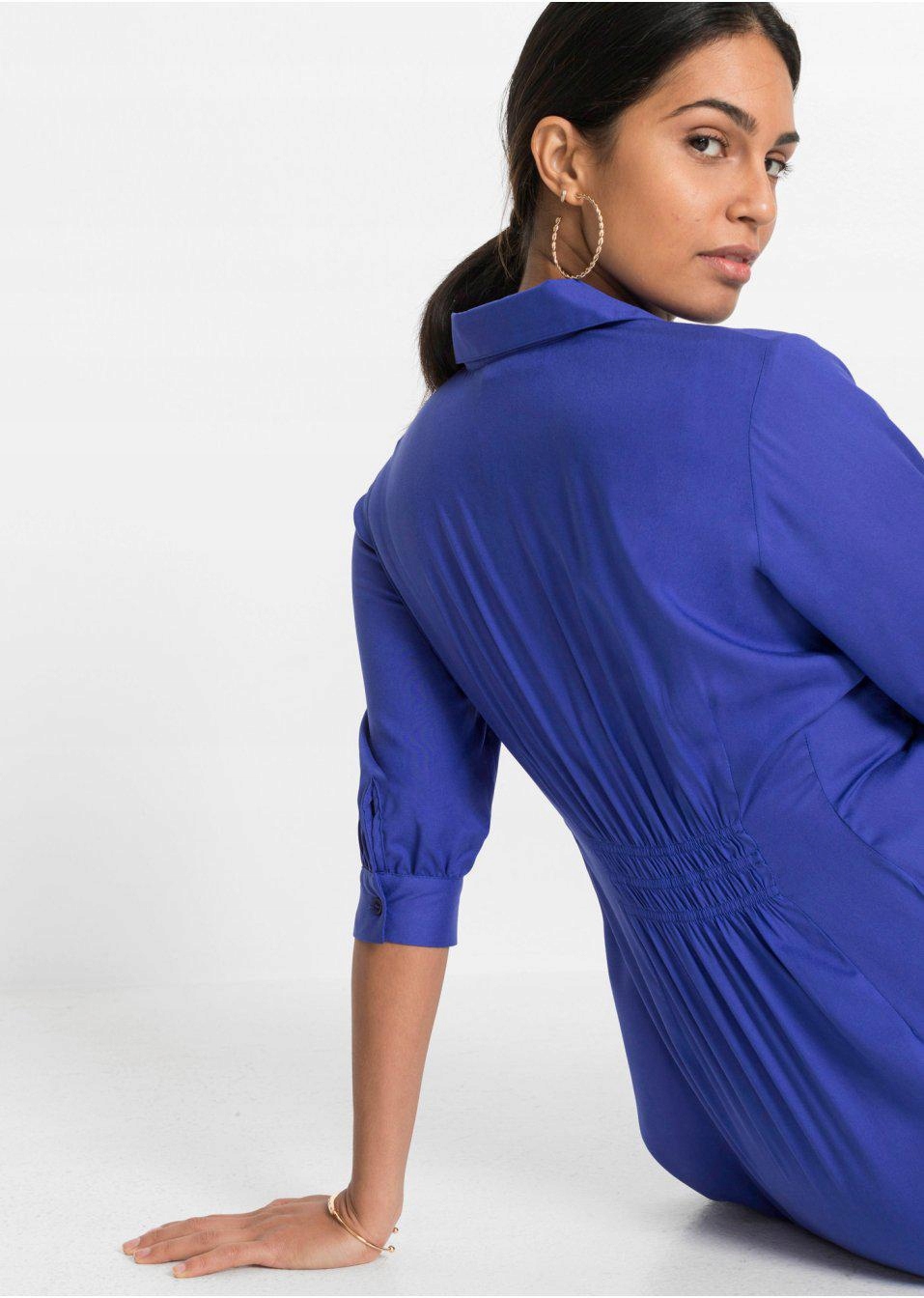 42 Bonprix _SM KOBALTOWA SUKIENKA KOSZULOWA Kolor fioletowy