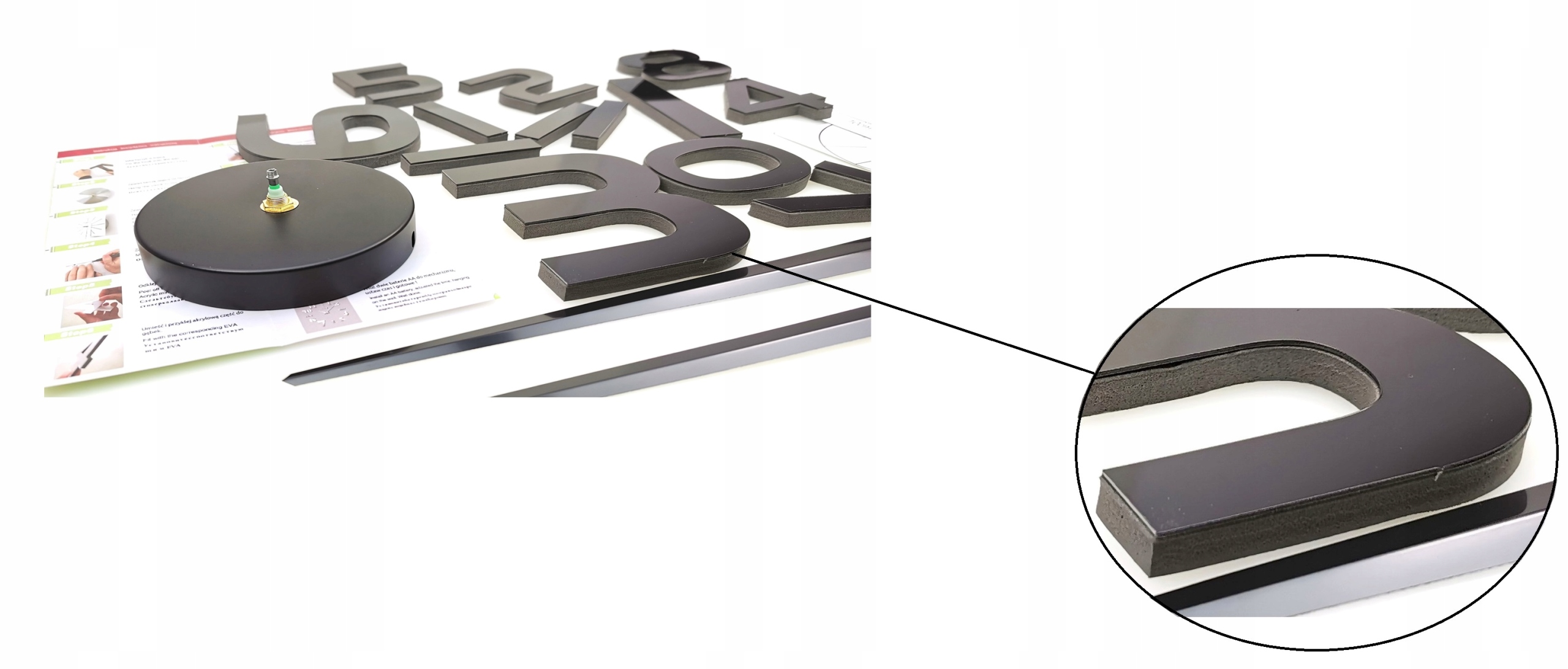 NOWOCZESNY ZEGAR ŚCIENNY 3D DUŻY ROZMIAR 70-130 CM LUSTRO DIY Typ ścienny