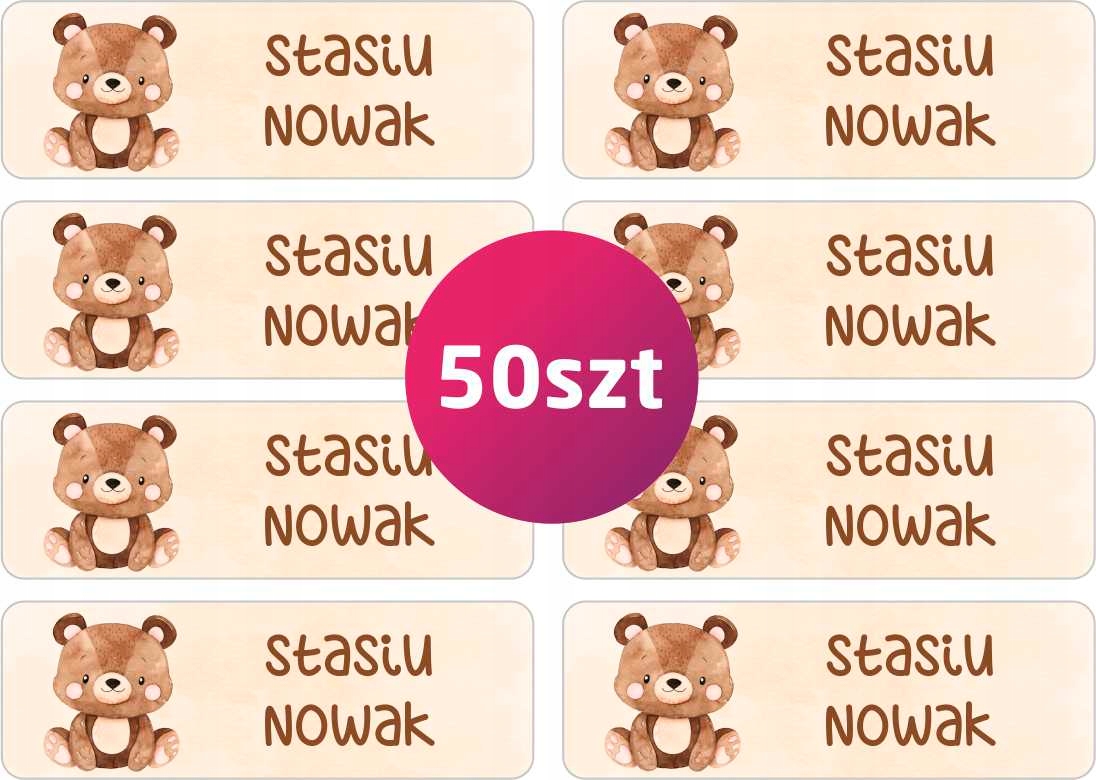 

Naprasowanki Imienne szkolne do przedszkola 50 szt
