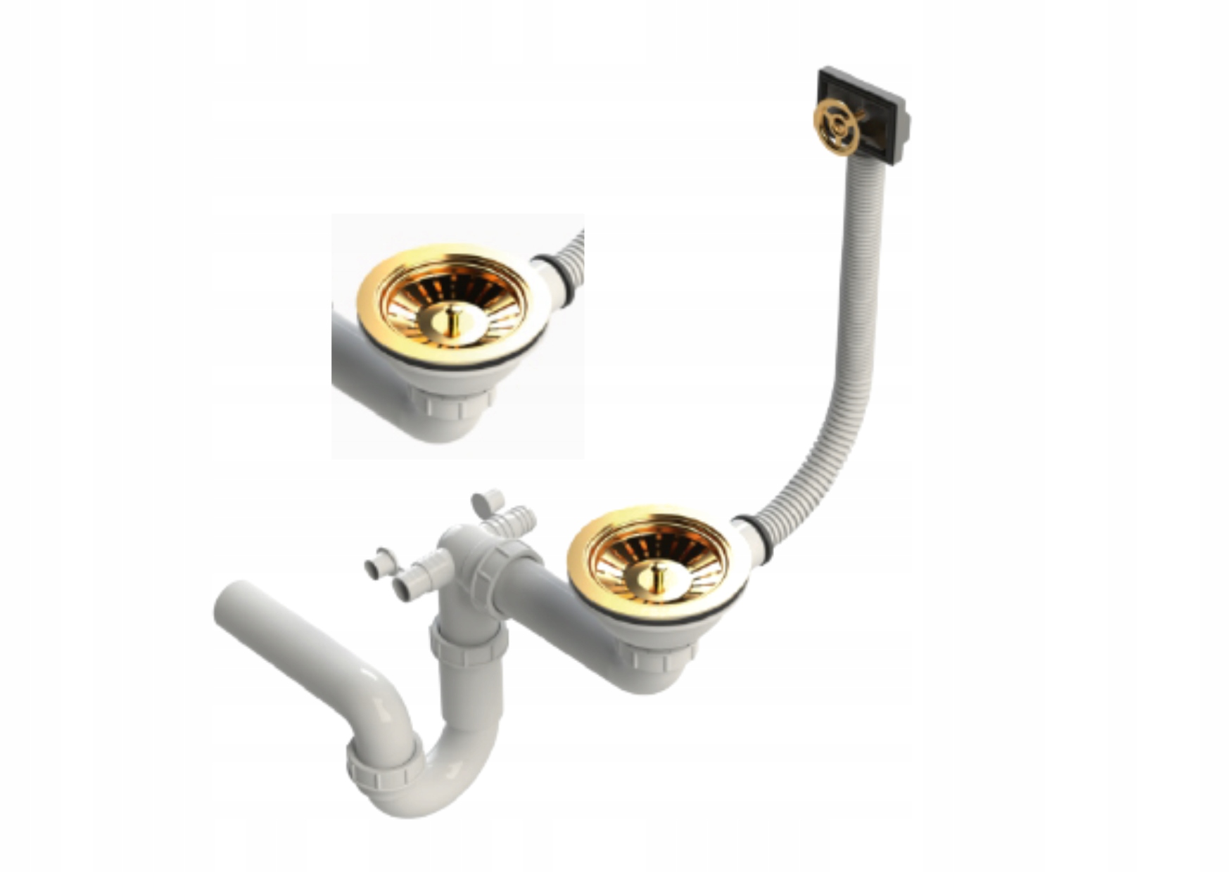 Nástěnný dřezový sifon 1 komorový manuální 3,5" Zlatý zlatý