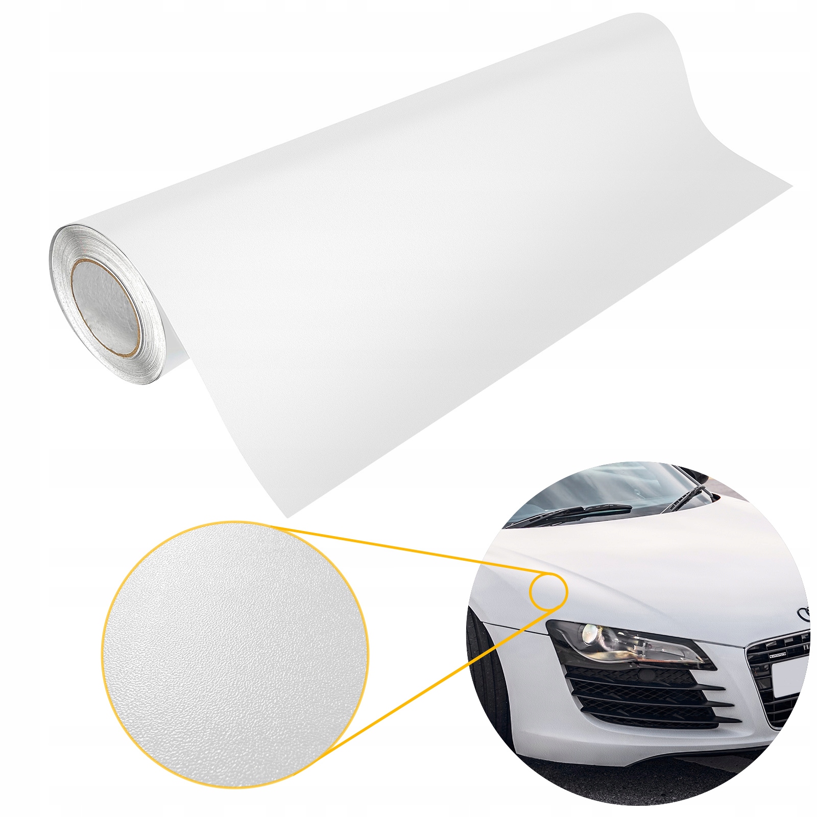Dýha na auto Struktura Bílá Mat Fólie Dekorativní tuningová fólie