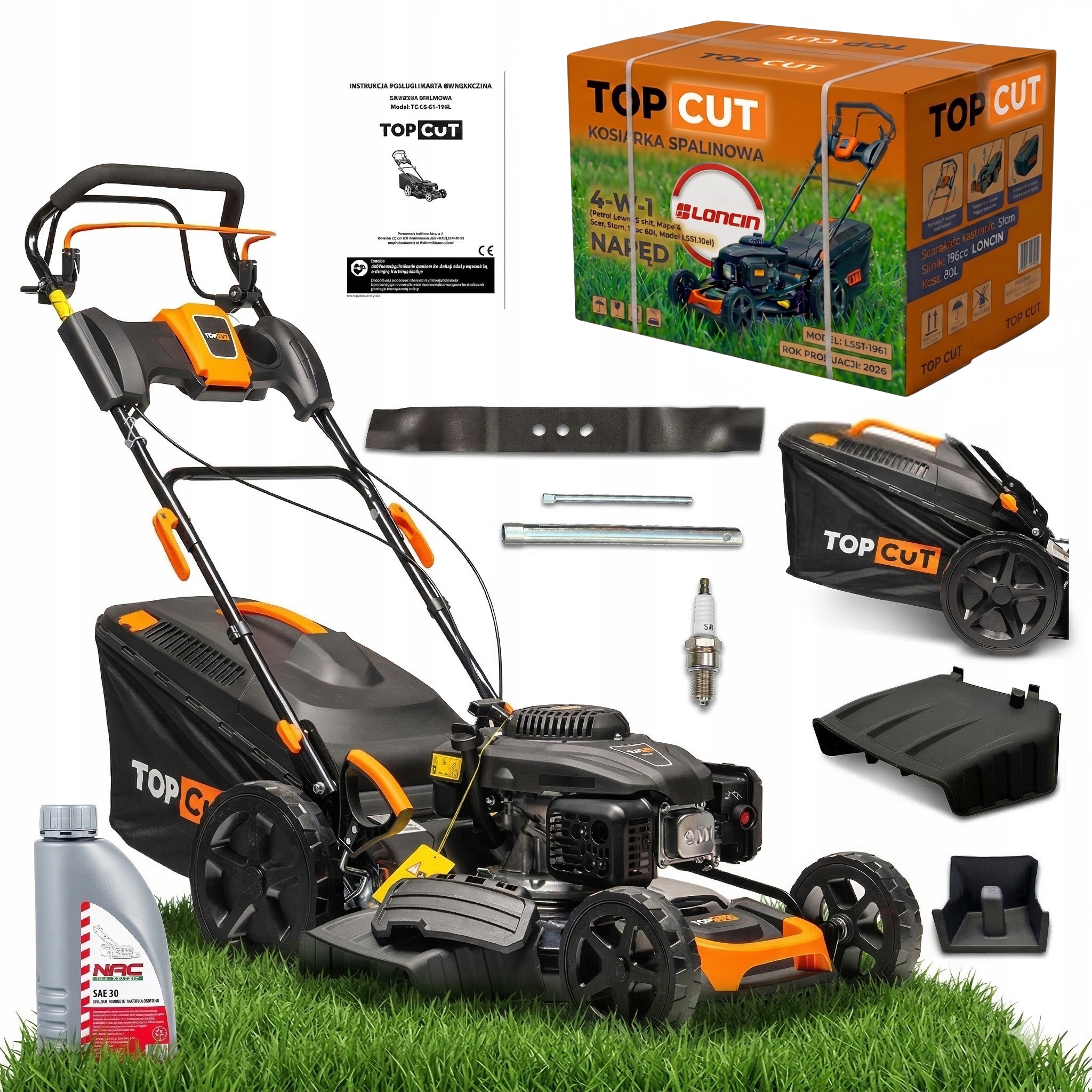 KOSIARKA SPALINOWA Z NAPĘDEM DO TRAWY SILNIK LONCIN 196CC 51CM MOCNA 5,4KM