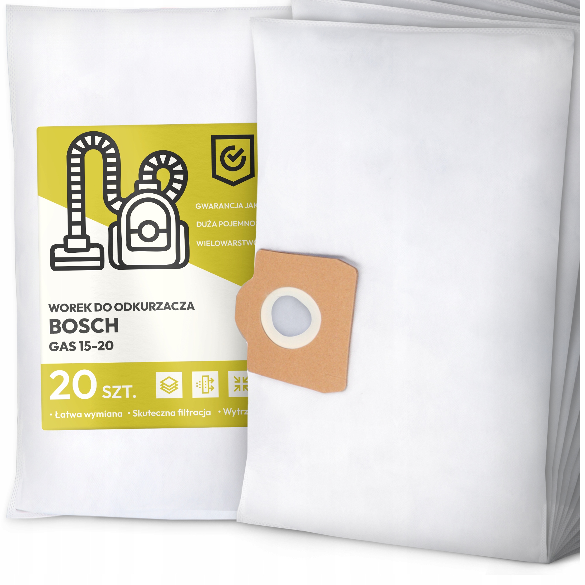 20 x Sáček do Vysavače Bosch Gas 15-20 Syntetický Textilní Prostorný Sáčky