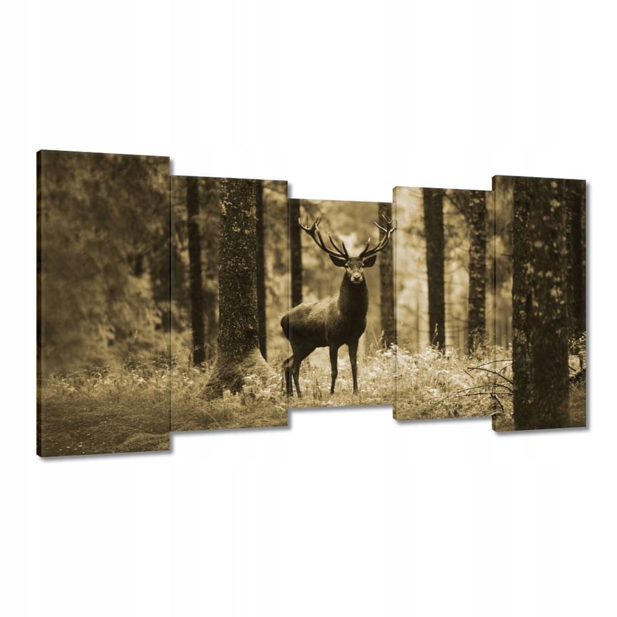 Obrazy 150x80 Jelen v lese Sepia