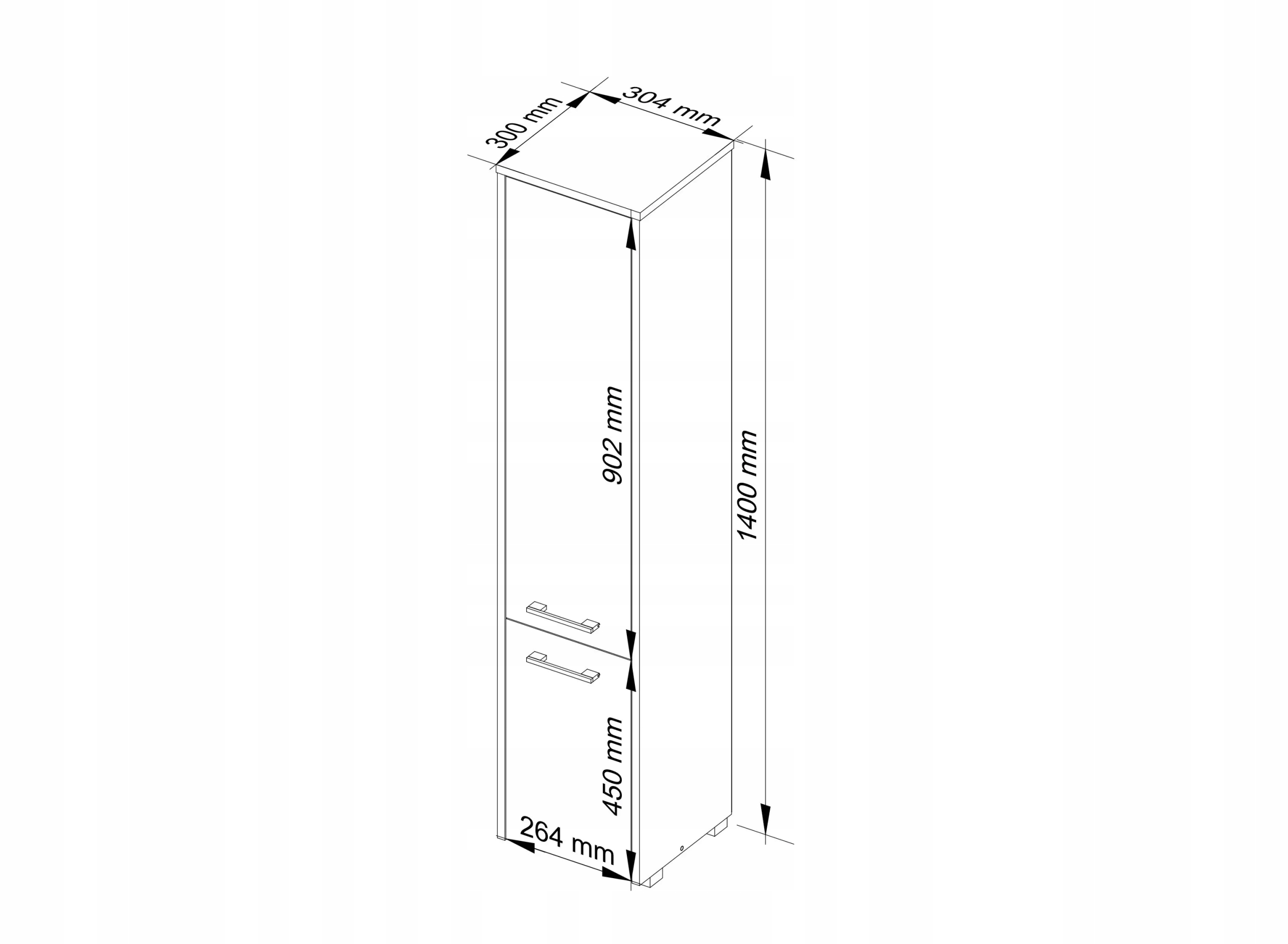 SŁUPEK FIN 2-DRZWIOWY 140cm - BIAŁY POŁYSK Kolor mebla biały