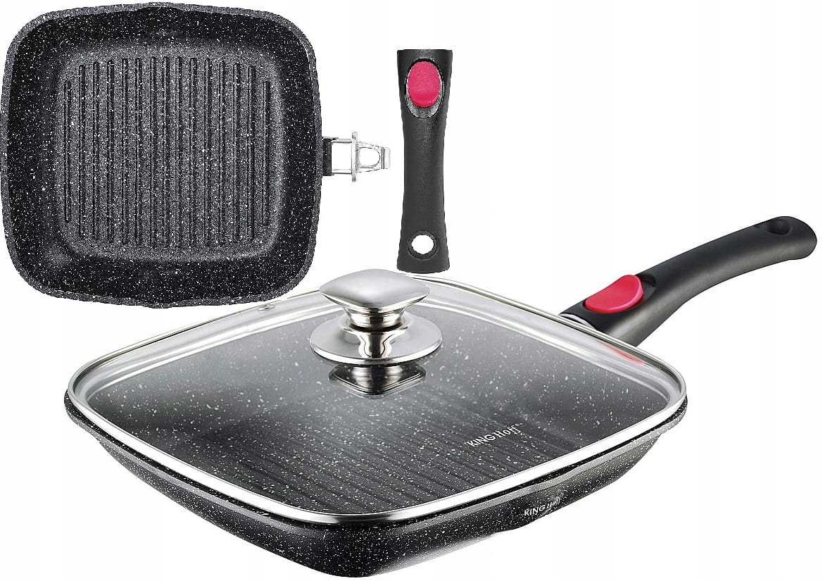 Patelnia Grillowa Kamienna Pokrywką 28 Indukcja King Hoff