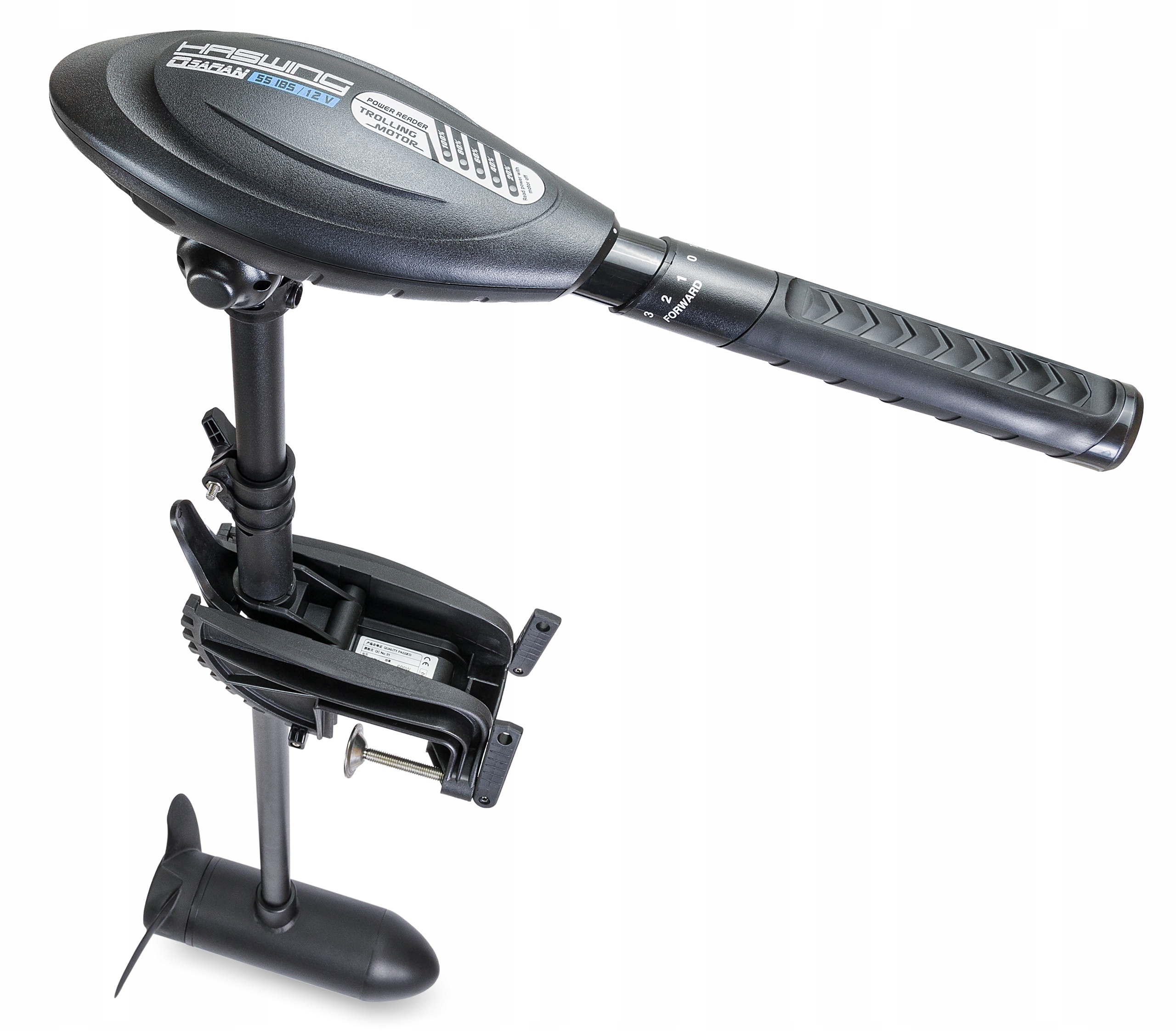 SILNIK ELEKTRYCZNY ZABURTOWY Haswing 55 MAX akumulator 100Ah ładowarka Moc 600 W