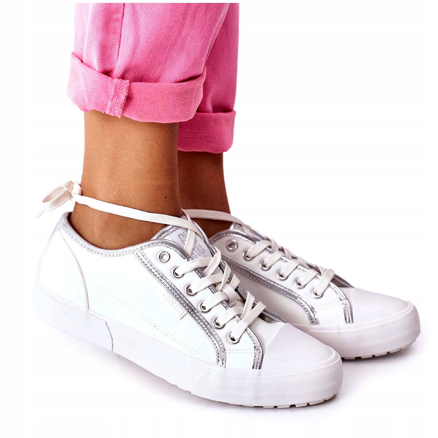 Trampki tenisówki białe srebrne niskie ekoskóra Big Star II274055 R. 35