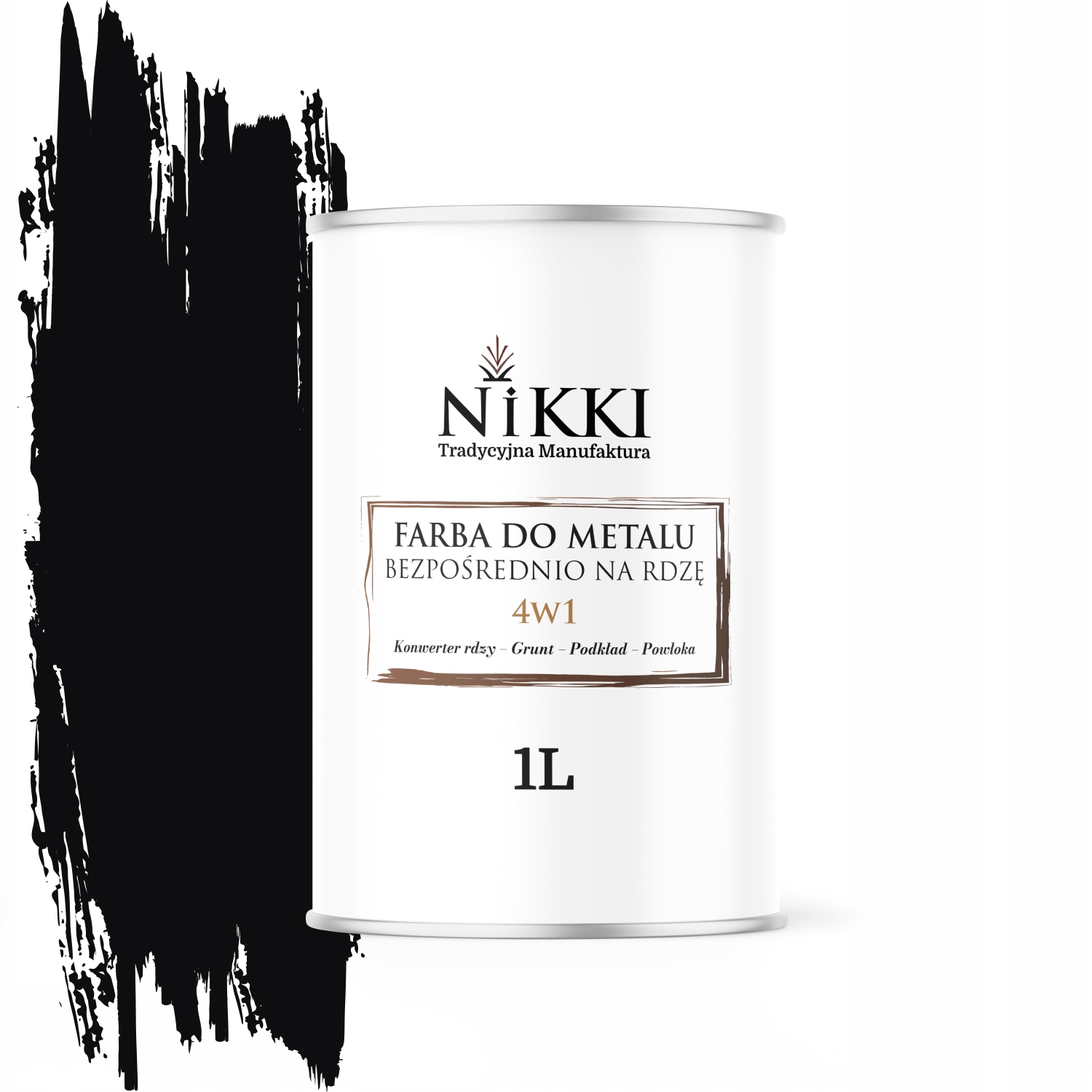 Farba Antykorozyjna do Metalu Wydajna 4w1 1L Kolor Czarny Ral 9005 Mat