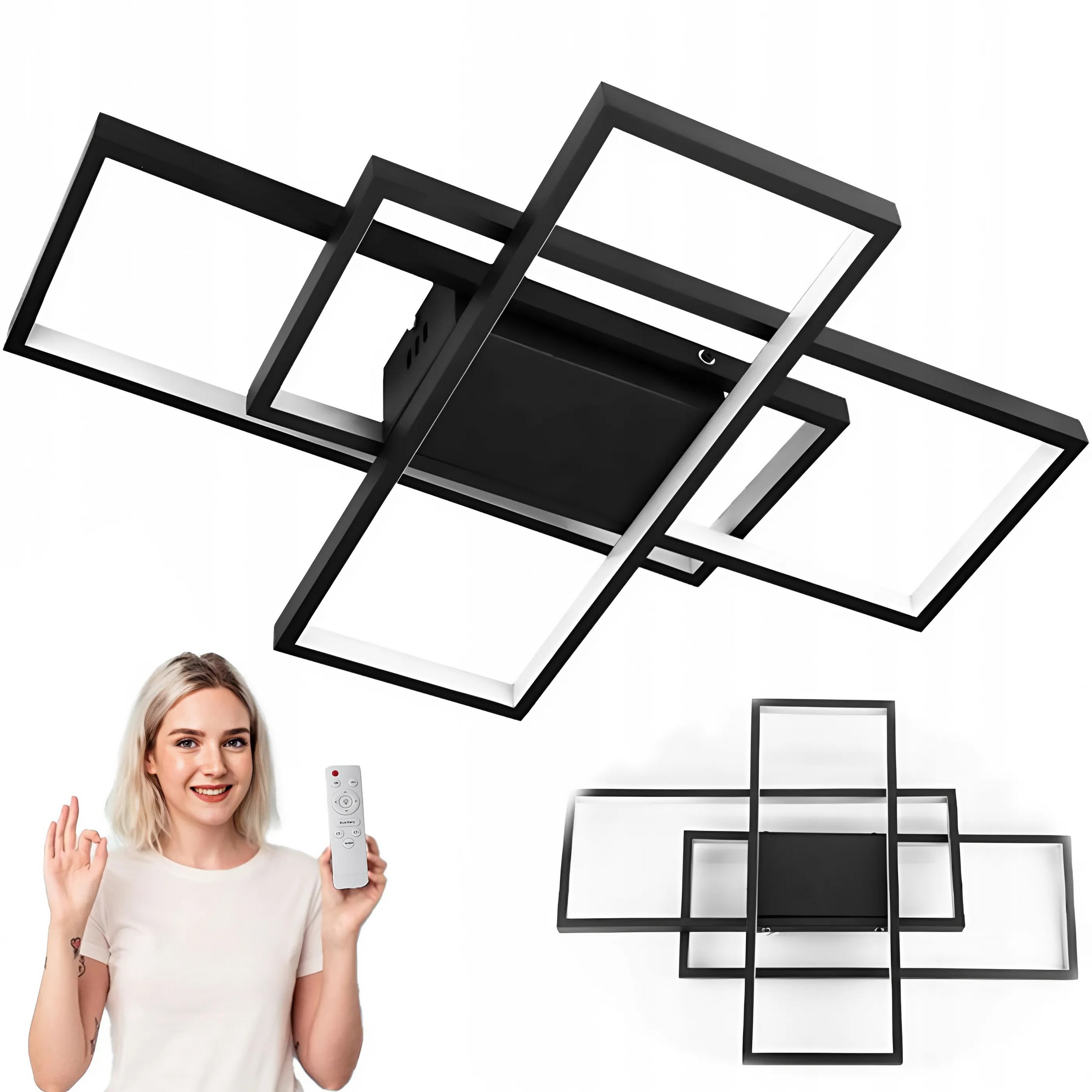 stropní svítidlo Led Černá Moderní Loft S Dálkovým Ovládáním, Variabilní Barva, 3 Barvy