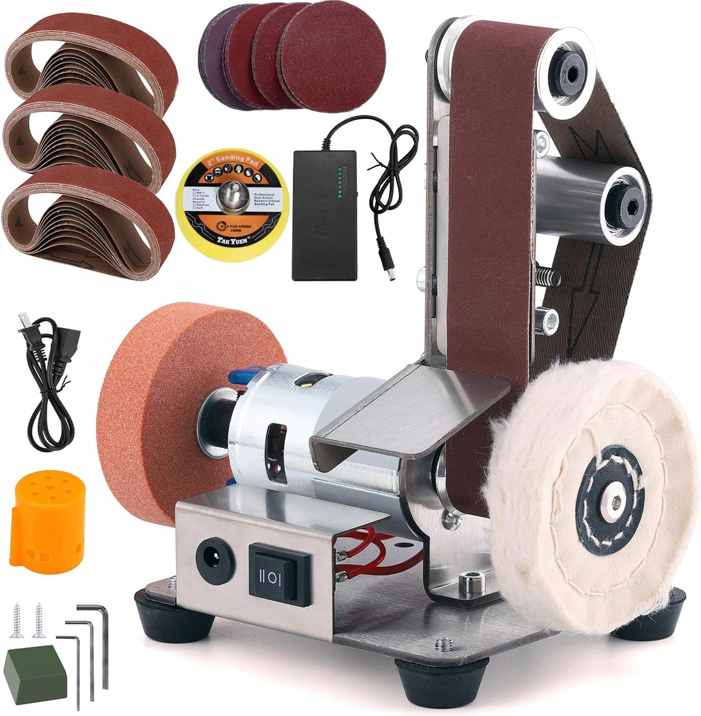 Szlifierka Taśmowa Elektryczna Mini Do Drewna I Metalu 7 Regulacją Prędkość